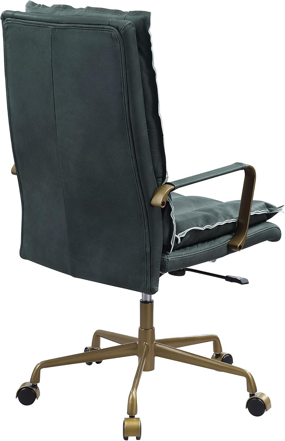 Luxurious Dark Green Top Grain Leather Executive Swivel Chair