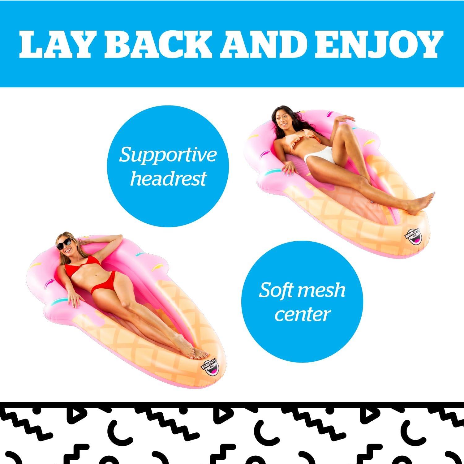 BigMouth Inc. Large Funny Inflatable Raft, Guarded Sides & Headrest, 6 ft Long Heavy Duty Pool Float