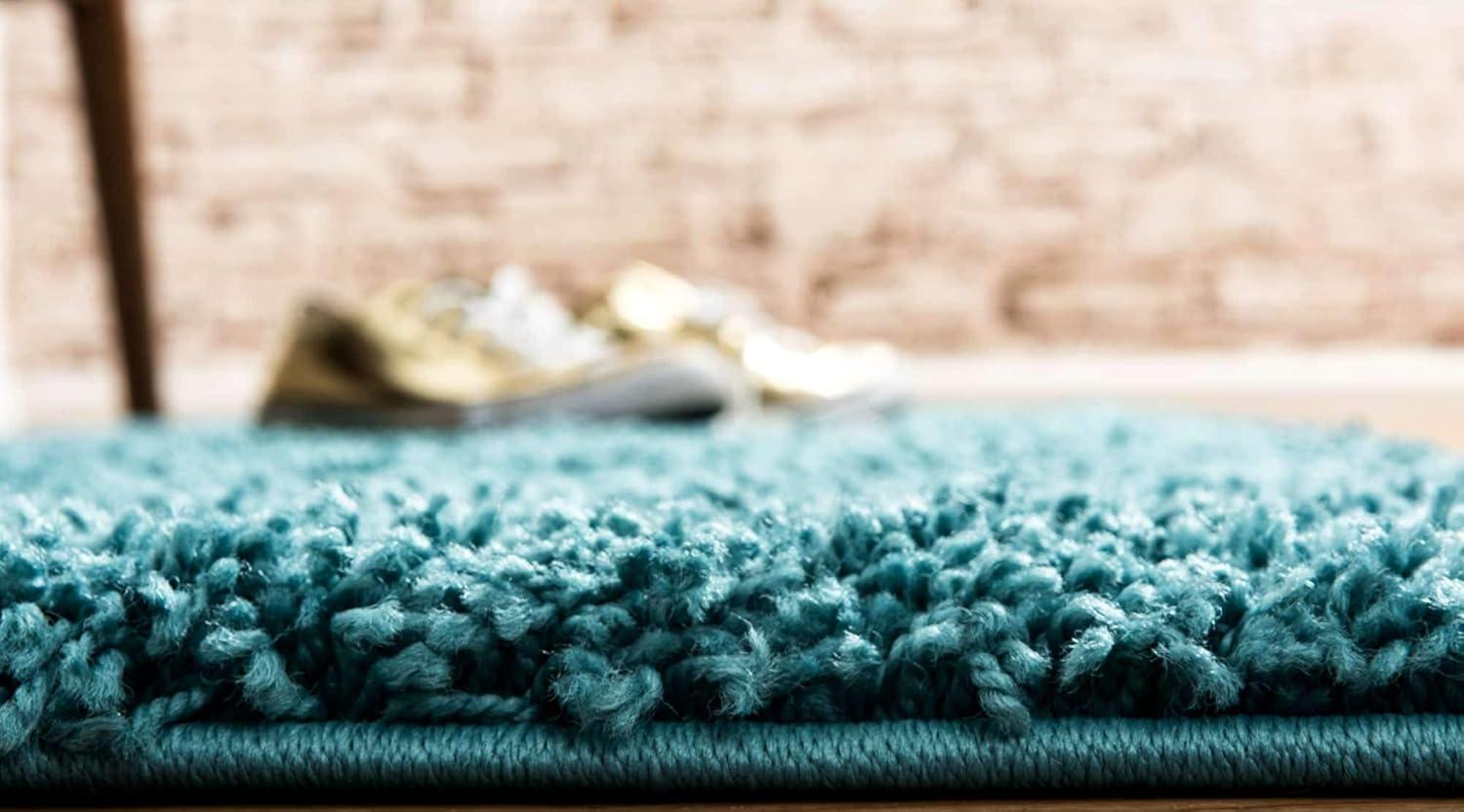 Unique Loom 2' 2 x 6' 7 Solid Shag Deep Aqua Blue Area Rug