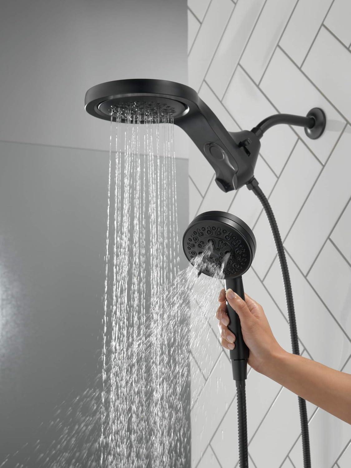 Delta 6-Setting HydroRain 2-in-1 Dual Shower Head with ProClean Spray, 1.75 GPM 56000-BL