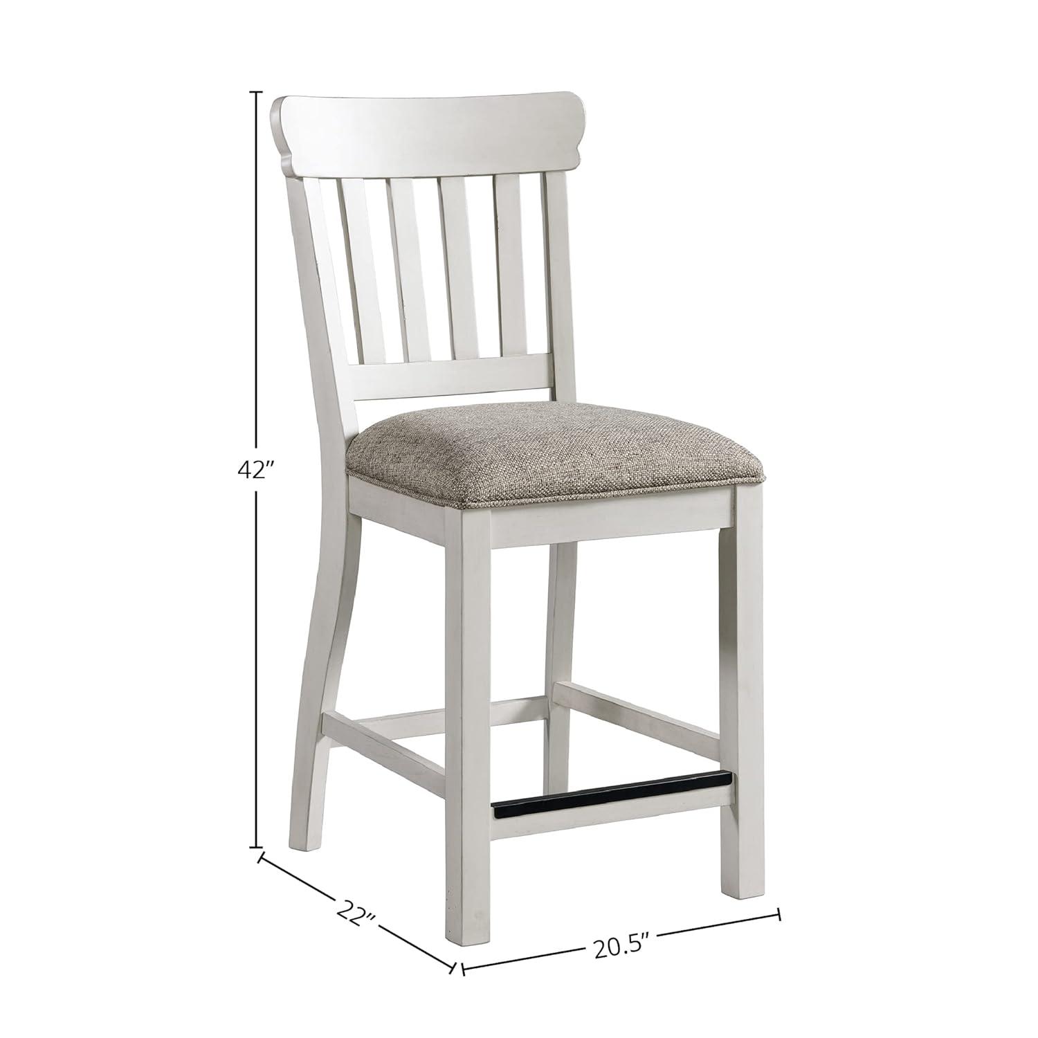 Set of 2 24" Drake Slat Back Cushion Seat Counter Height Barstools Rustic White/French Oak - Intercon