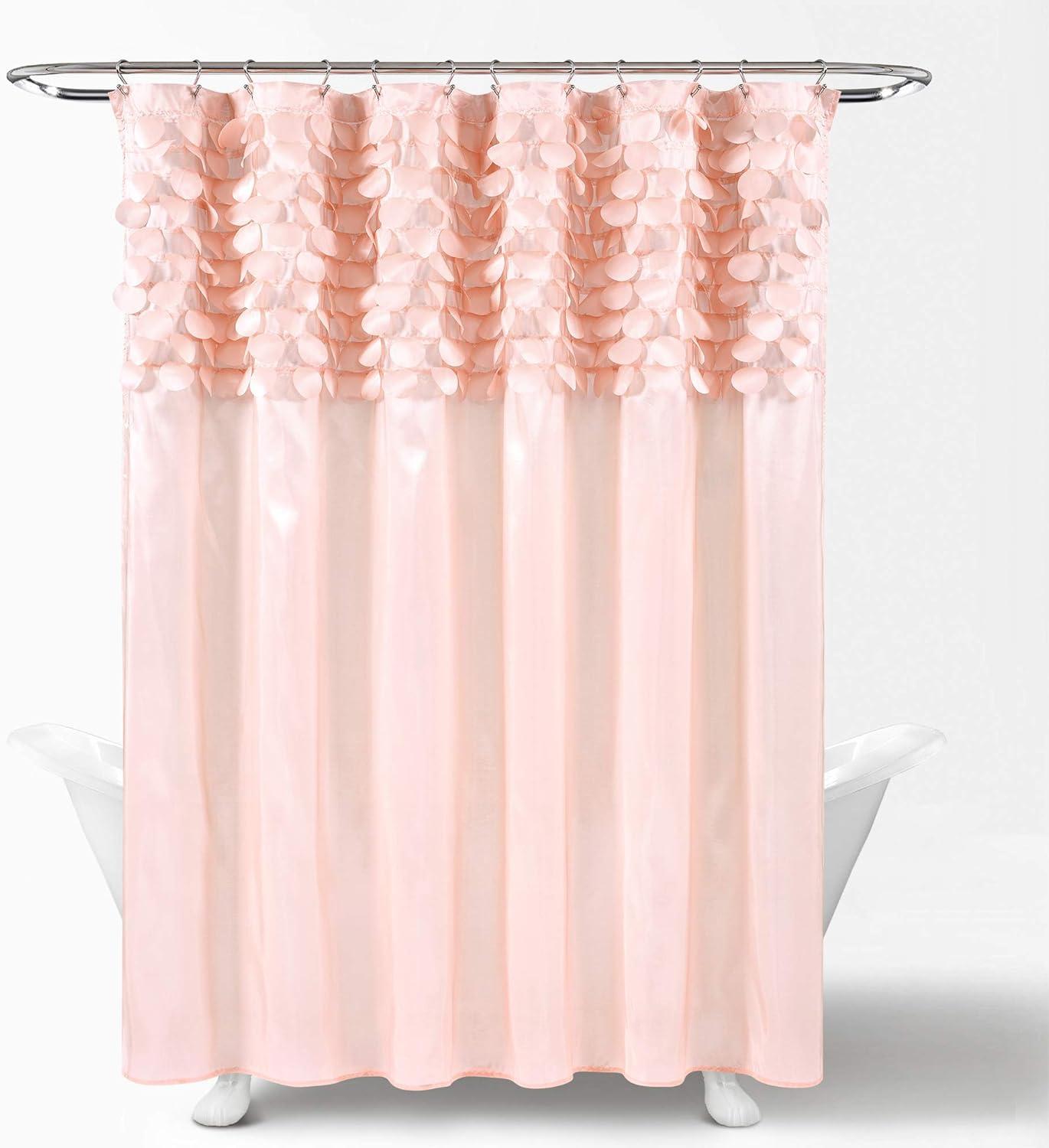 Blush Polyester 72" Textured Shower Curtain with 3D Circles