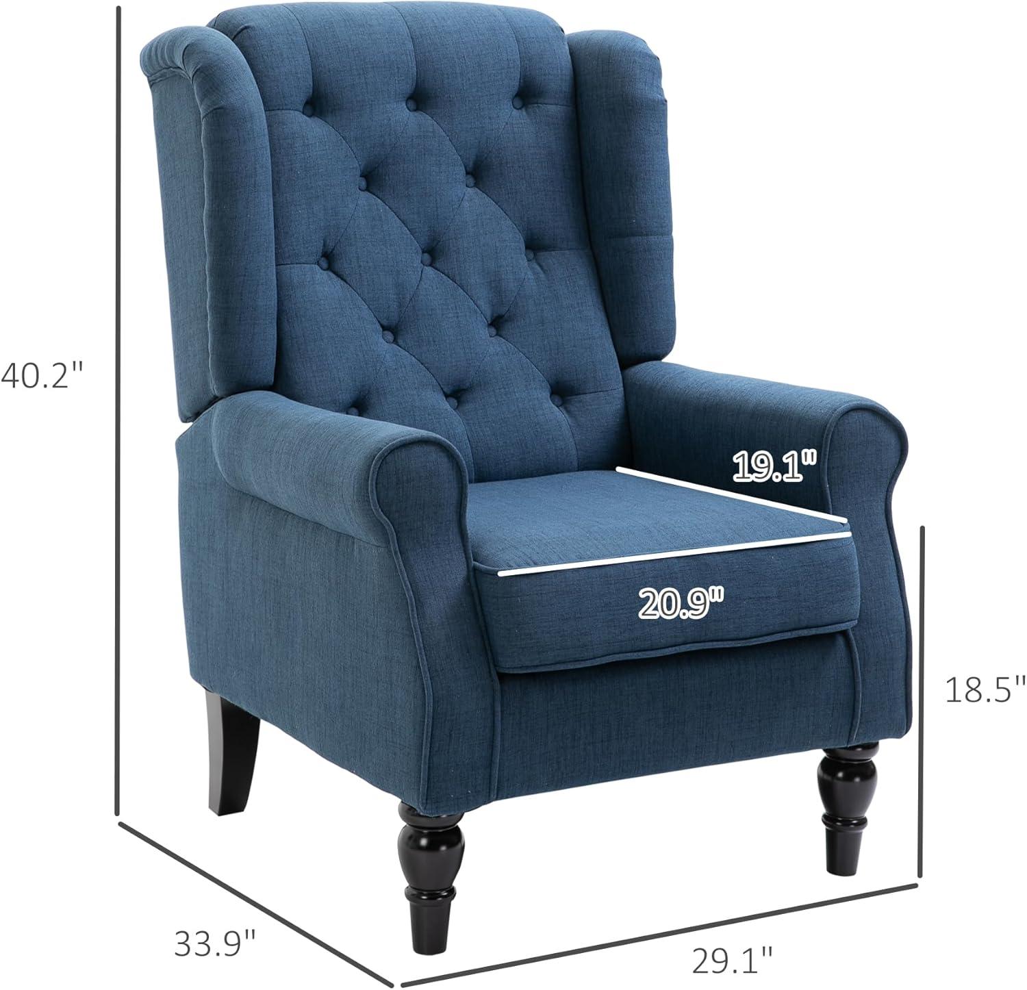 HOMCOM Button-Tufted Accent Chair with High Wingback, Blue