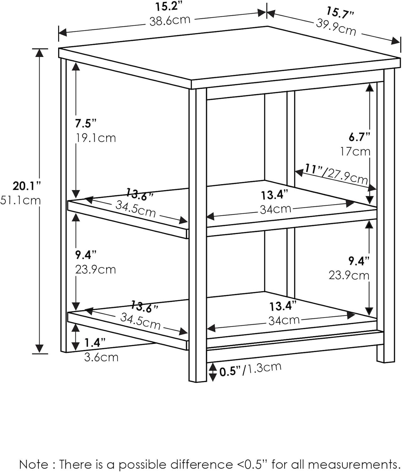 Furinno Camnus Modern Living End Table, Americano/Black