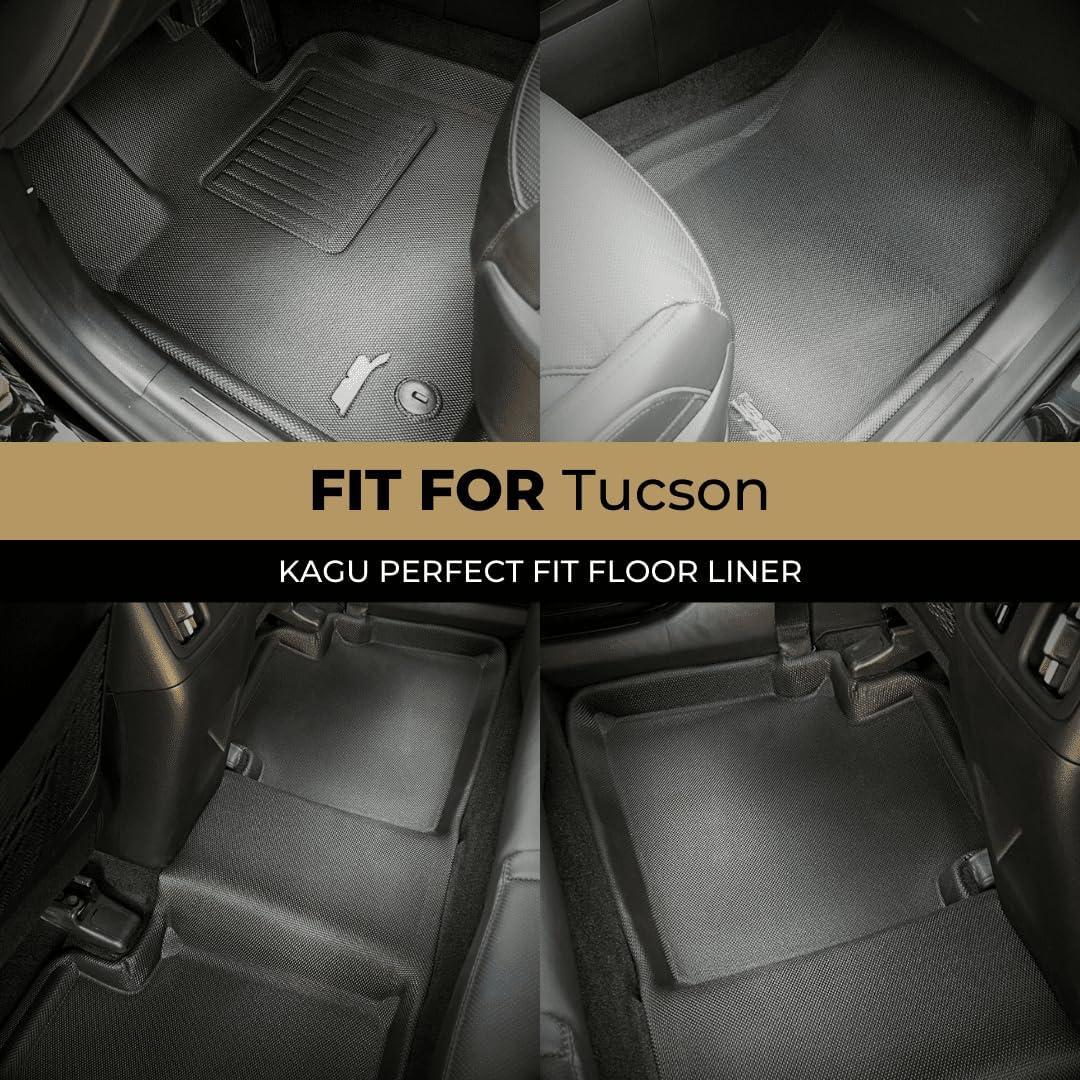 3D MAXpider KAGU Floor Mat (BLACK) compatible with HYUNDAI TUCSON 2022-2024 - Full Set