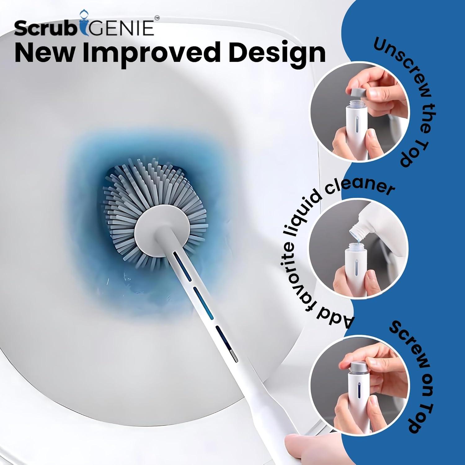 Toilet Bowl Brush, Toilet Brush with Cleaner in Handle, Silicone, NO Leaks, Toilet Brush and Holder Set, Optional Wall Mount