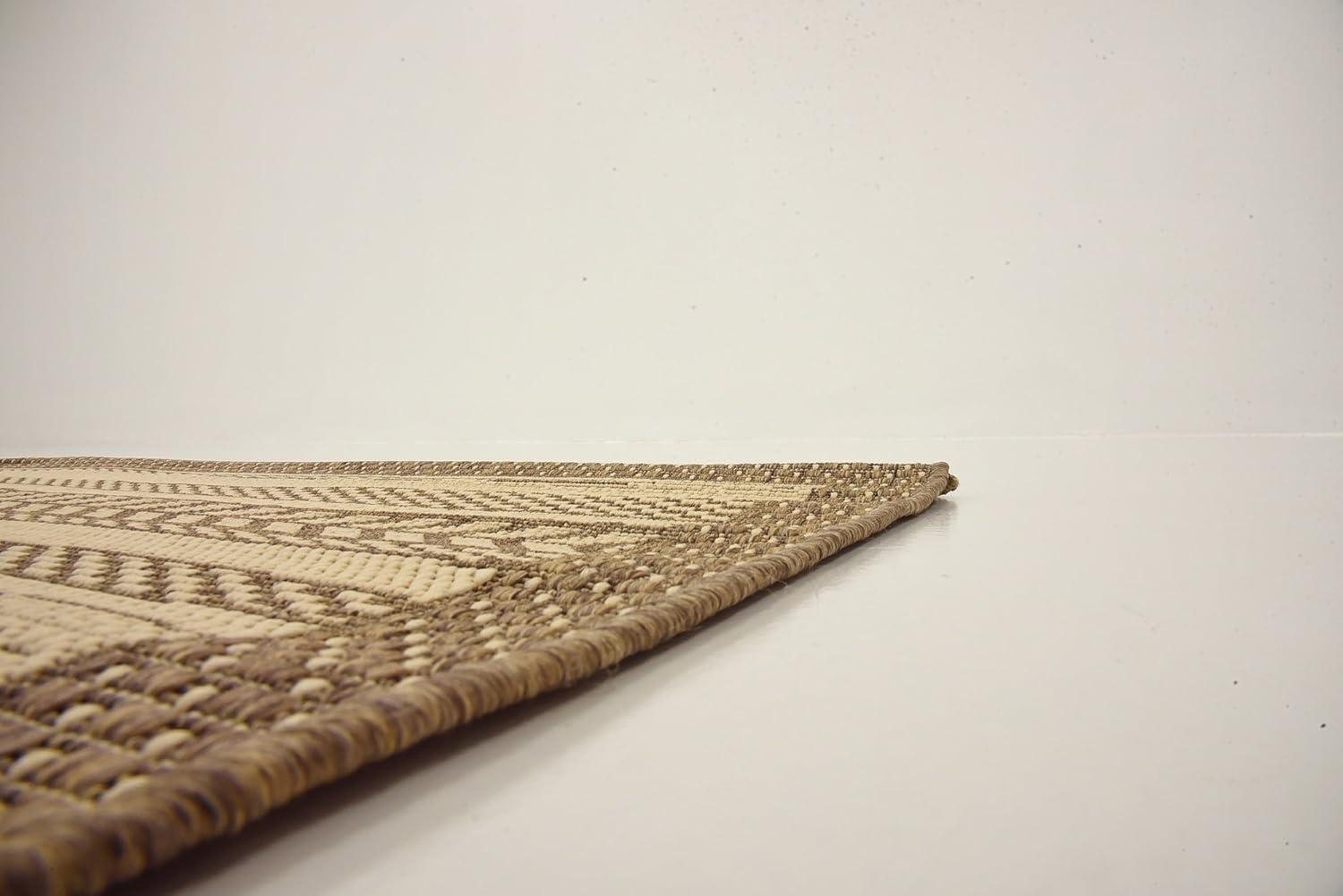 Unique Loom Lines Outdoor 5 x 8 (ft) Loomed Polypropylene Brown/Beige Rectangular Indoor/Outdoor Geometric French Country Area rug