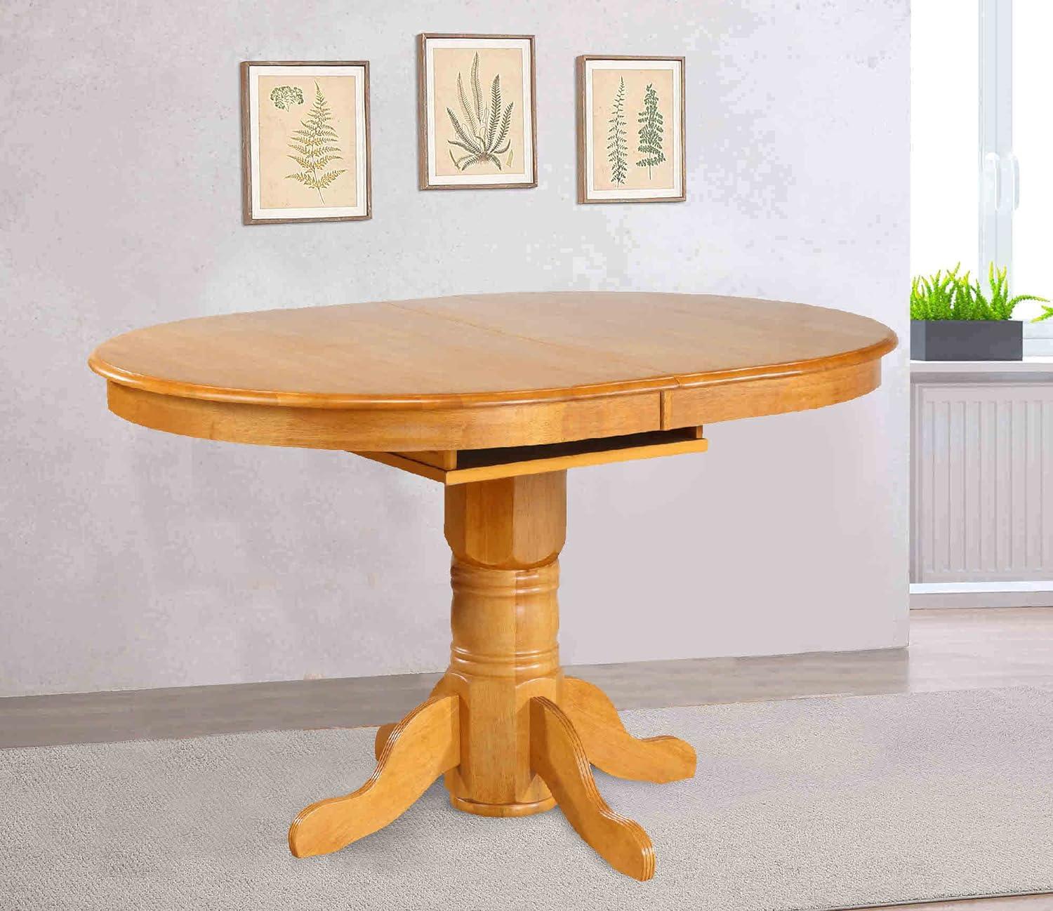 Farmhouse Chic Distressed Oak Extendable Round Dining Table