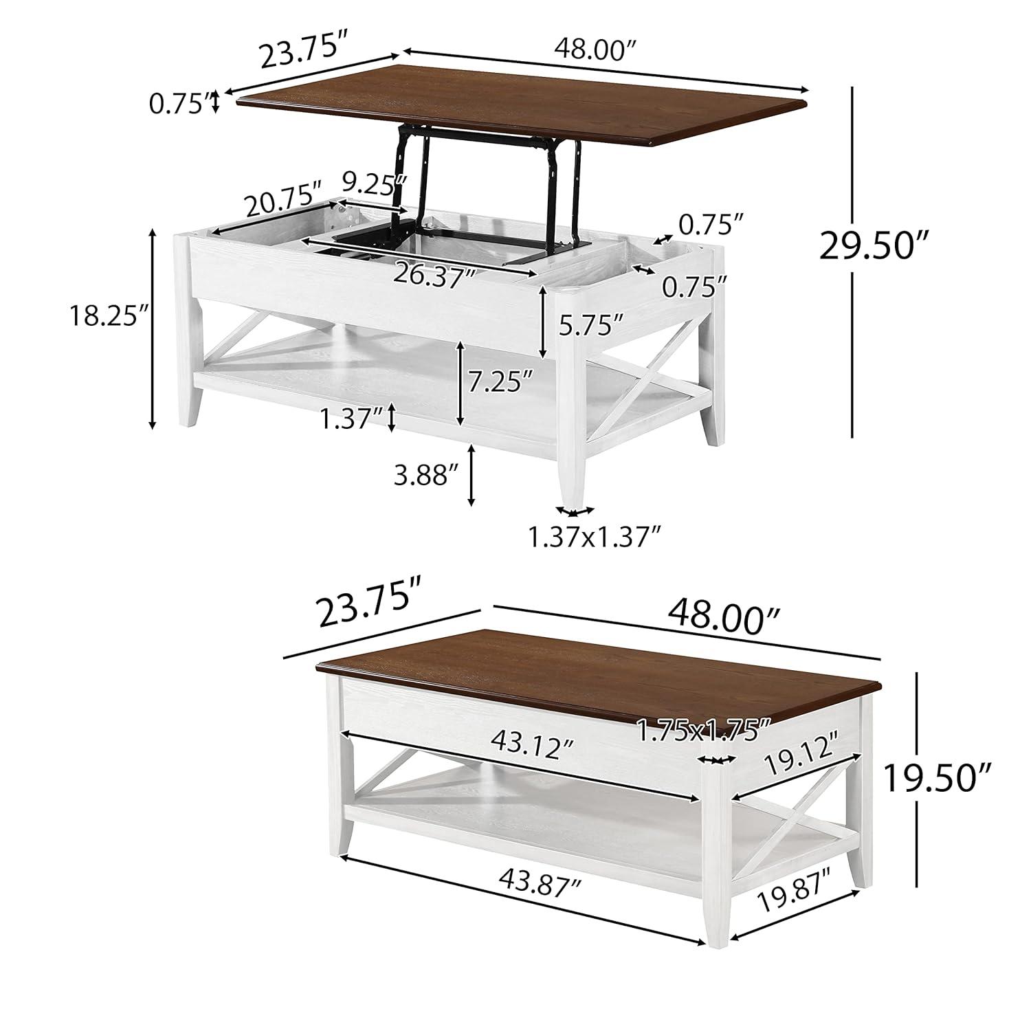 Decatur Farmhouse Lift Top Coffee Table with Storage, White - Christopher Knight Home
