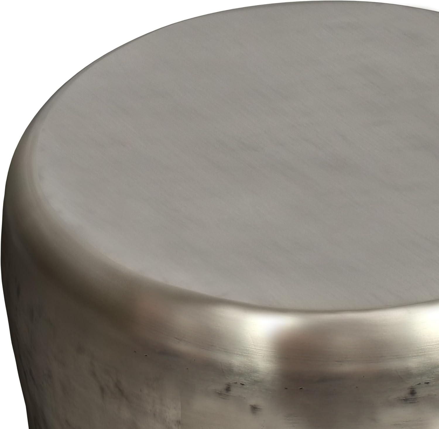 Garvy 20"W Metal Industrial End Table with Drum Design, Assembled