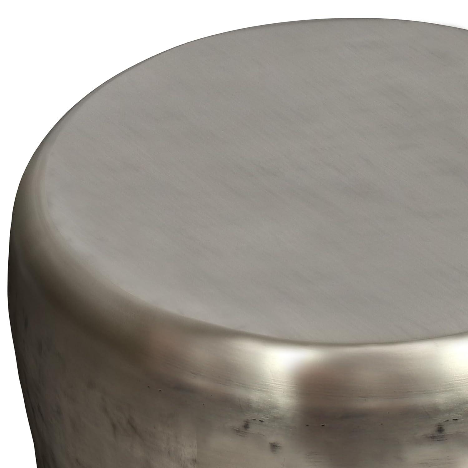 Garvy 20"W Metal Industrial End Table with Drum Design, Assembled