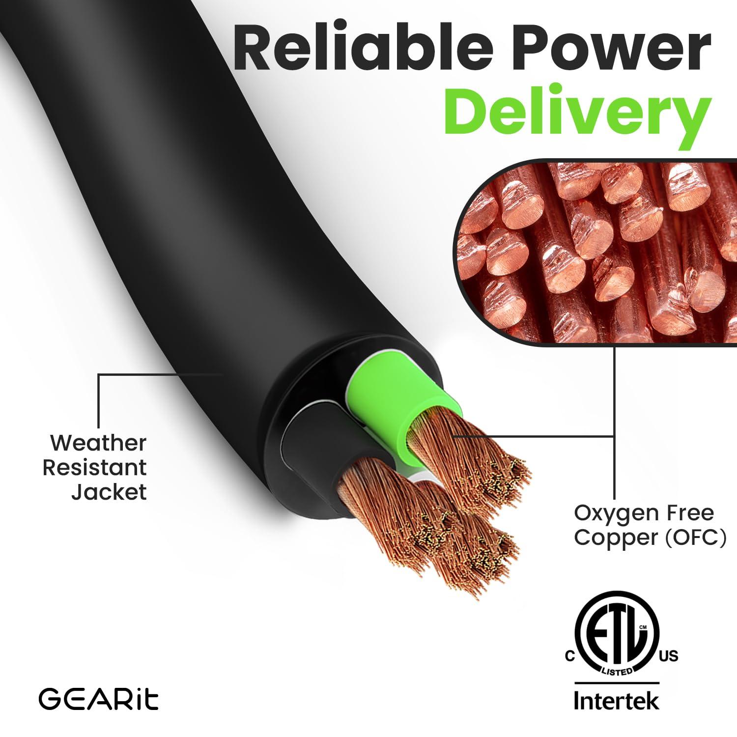 GearIT 14/3 14 AWG Portable Power Cable (50 Feet - 3 Conductor) SOOW 600V 14 Gauge Electric Wire for Motor Leads, Portable lights, Battery Chargers, Stage Lights and Machinery -50ft Electrical Cord