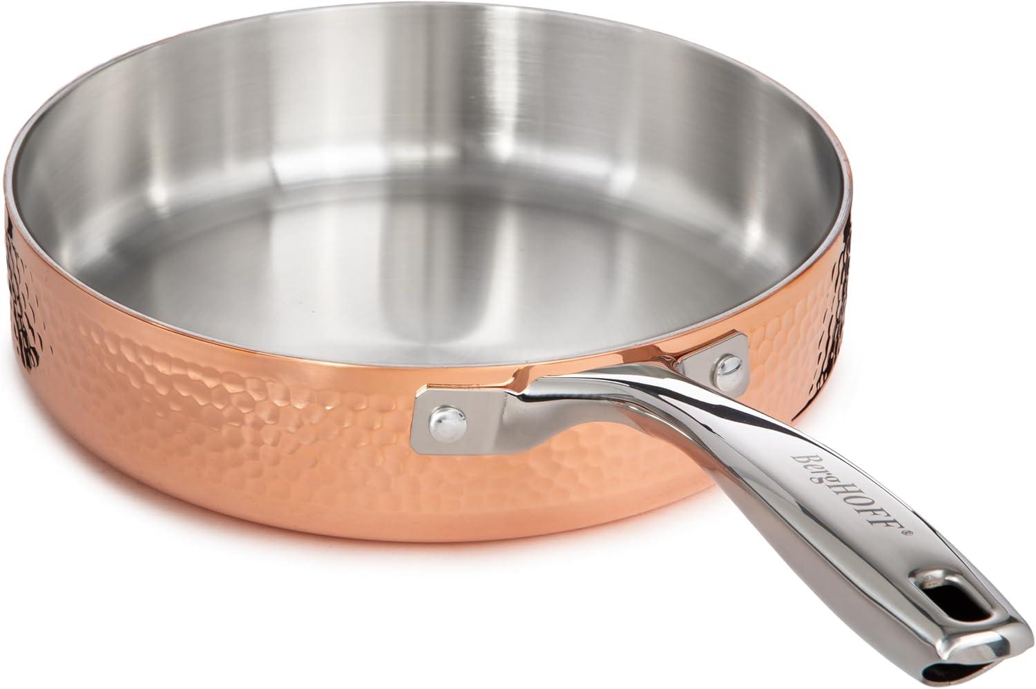 BergHOFF Vintage Tri-Ply Copper Stainless Steel Cookware Set With Stainless Steel Lids, Gold