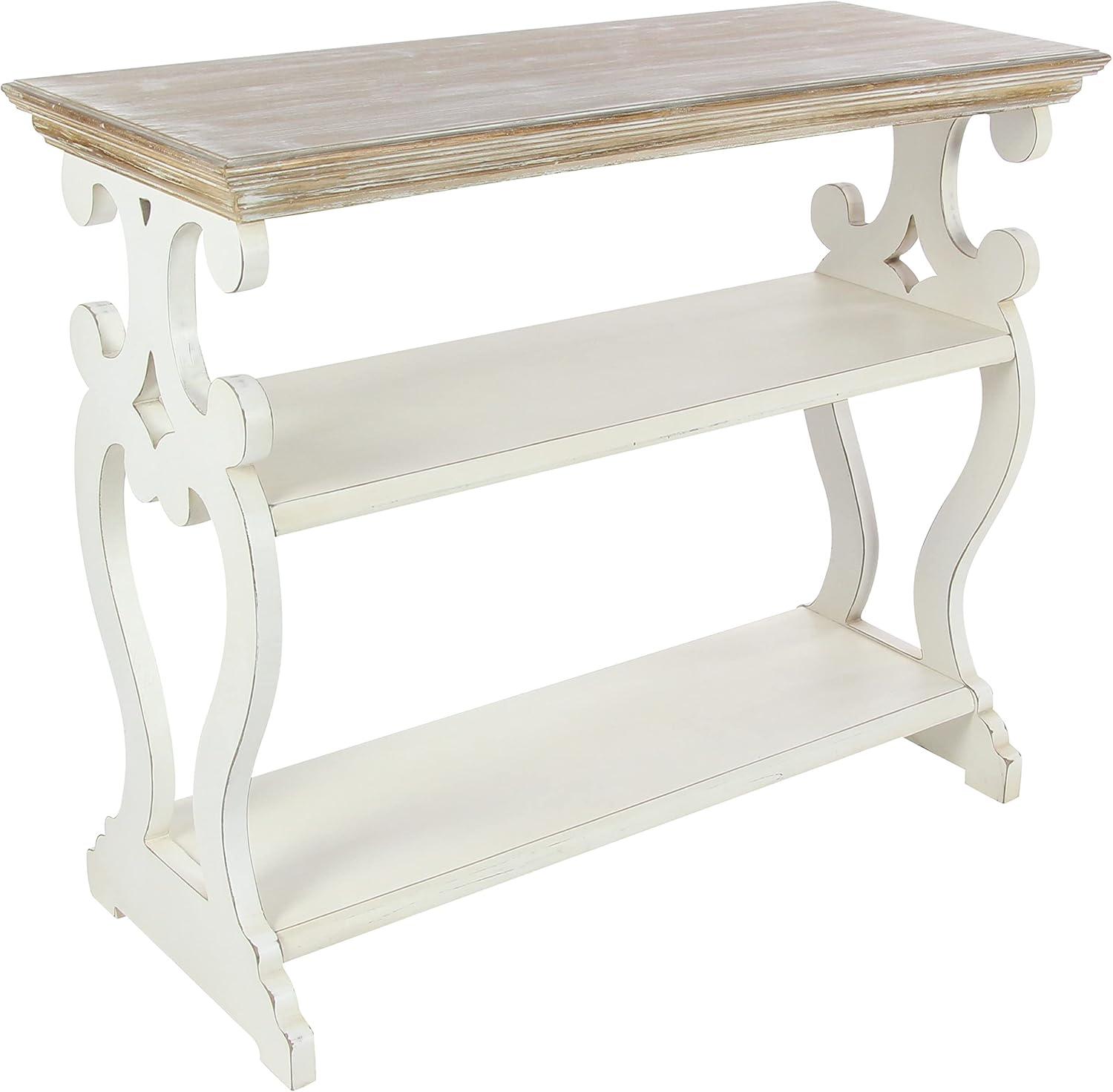 Farmhouse Wood Console Table Off White - Olivia & May: 2-Shelf Design, Tall Profile