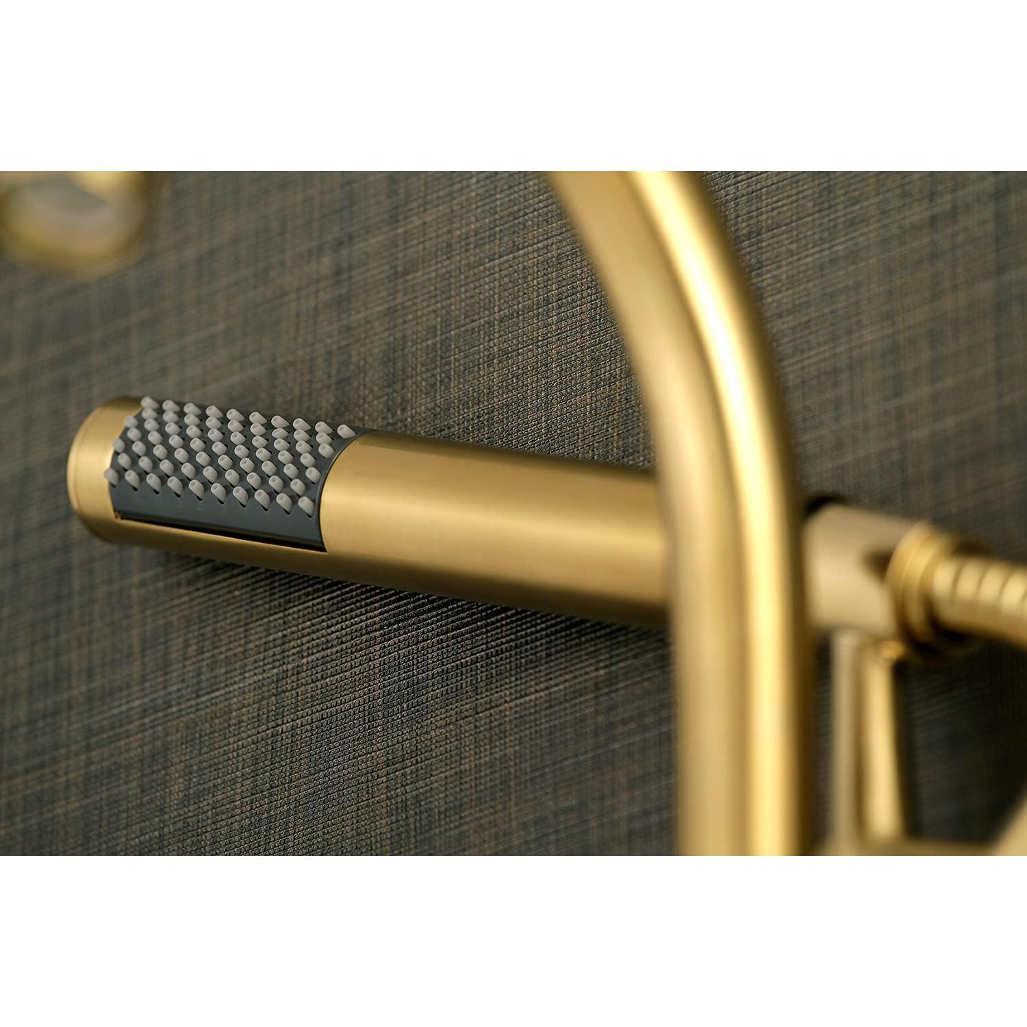 Kingston Brass AE8157DL Kingston Brass Concord Three-Handle 2-Hole Tub Wall Mount Clawfoot Tub Faucet with Hand Shower