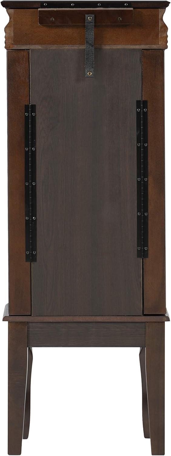 Espresso Transitional Wood Jewelry Armoire with Mirror