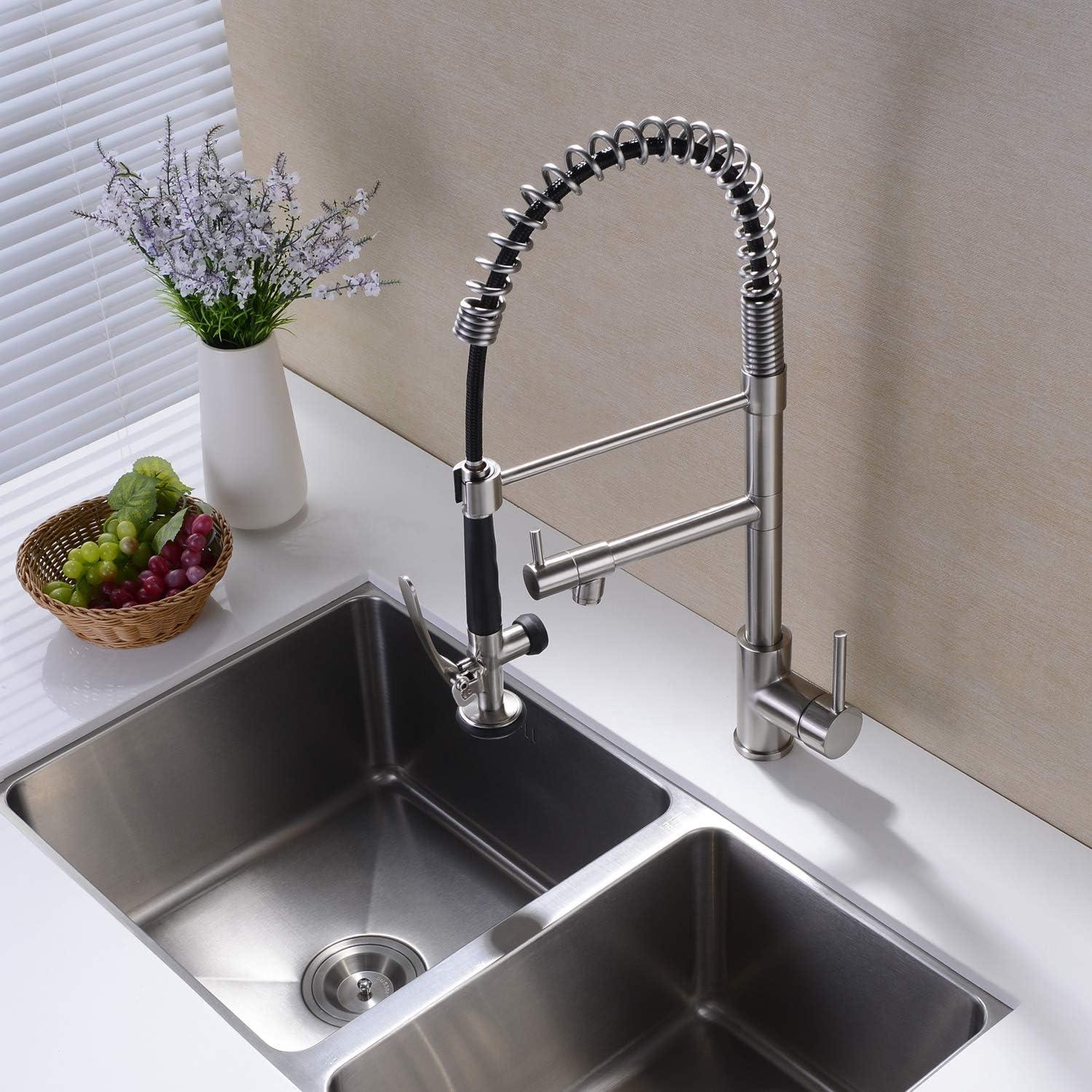Kitchen Faucet Pull Down Sprayer Brushed Nickel,Single Handle Kitchen Sink Faucet