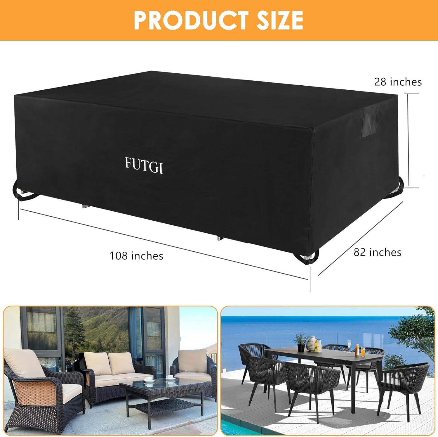 Black Waterproof Heavy Duty Outdoor Patio Furniture Cover