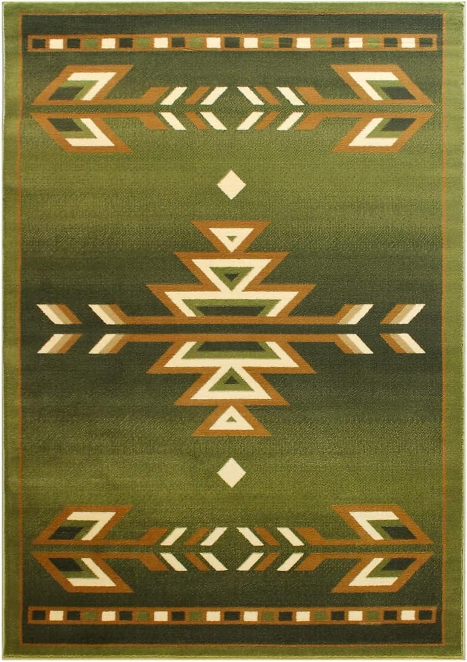 Flash Furniture Lodi Collection Rectangular Southwestern Beige, Green Area Rug, 5' x 7'