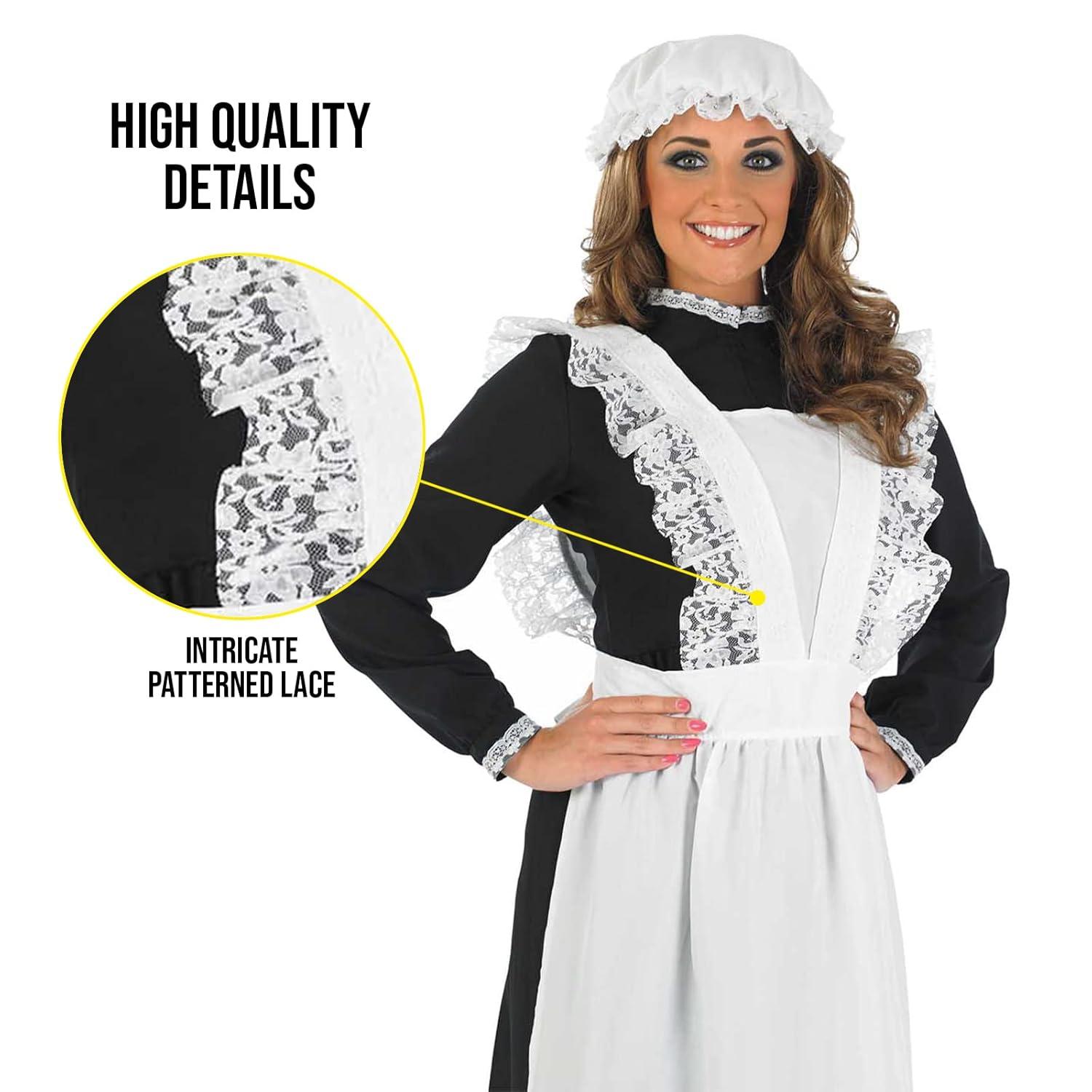 Fun Shack Womens Victorian Maid Costume Ladies Florence Nightingale Fancy Dress Halloween Black XL