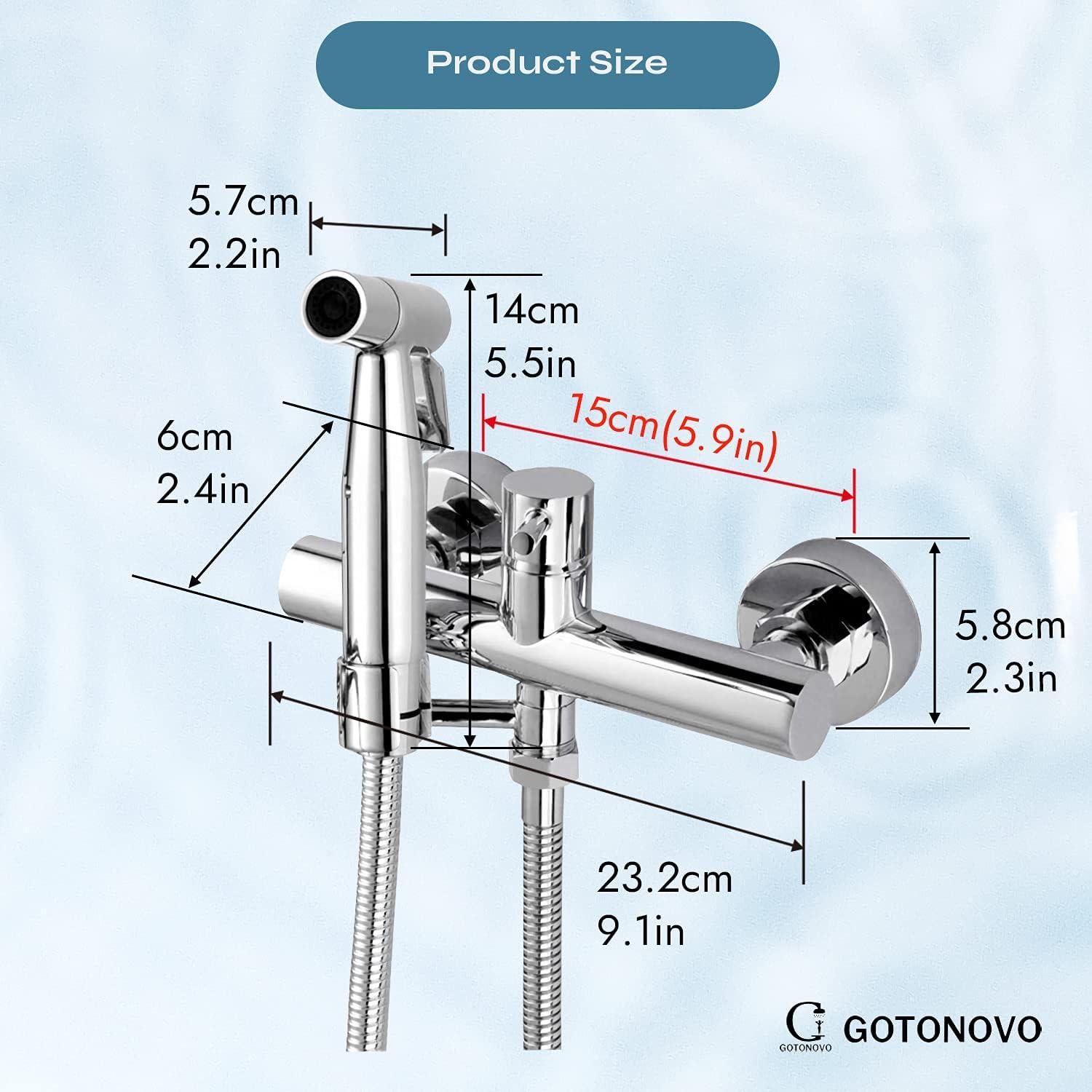 Polished Stainless Steel Wall Mount Bidet Sprayer with Hot and Cold Water