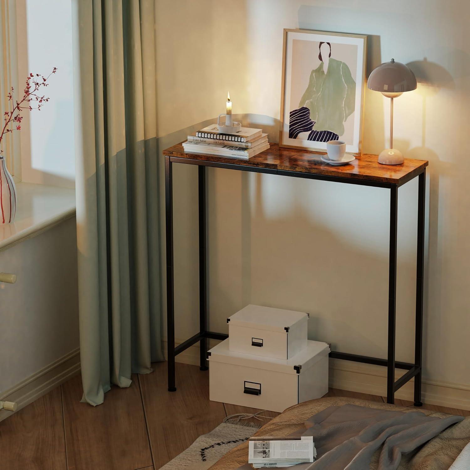 Narrow Console Table, 29.5" Small Entryway Table, Thin EntranceTable, Sofa Table, Behind Couch Table, DisplayTable, for Hallway, Bedroom, Living Room, Foyer, Corridor, Office, Rustic Brown