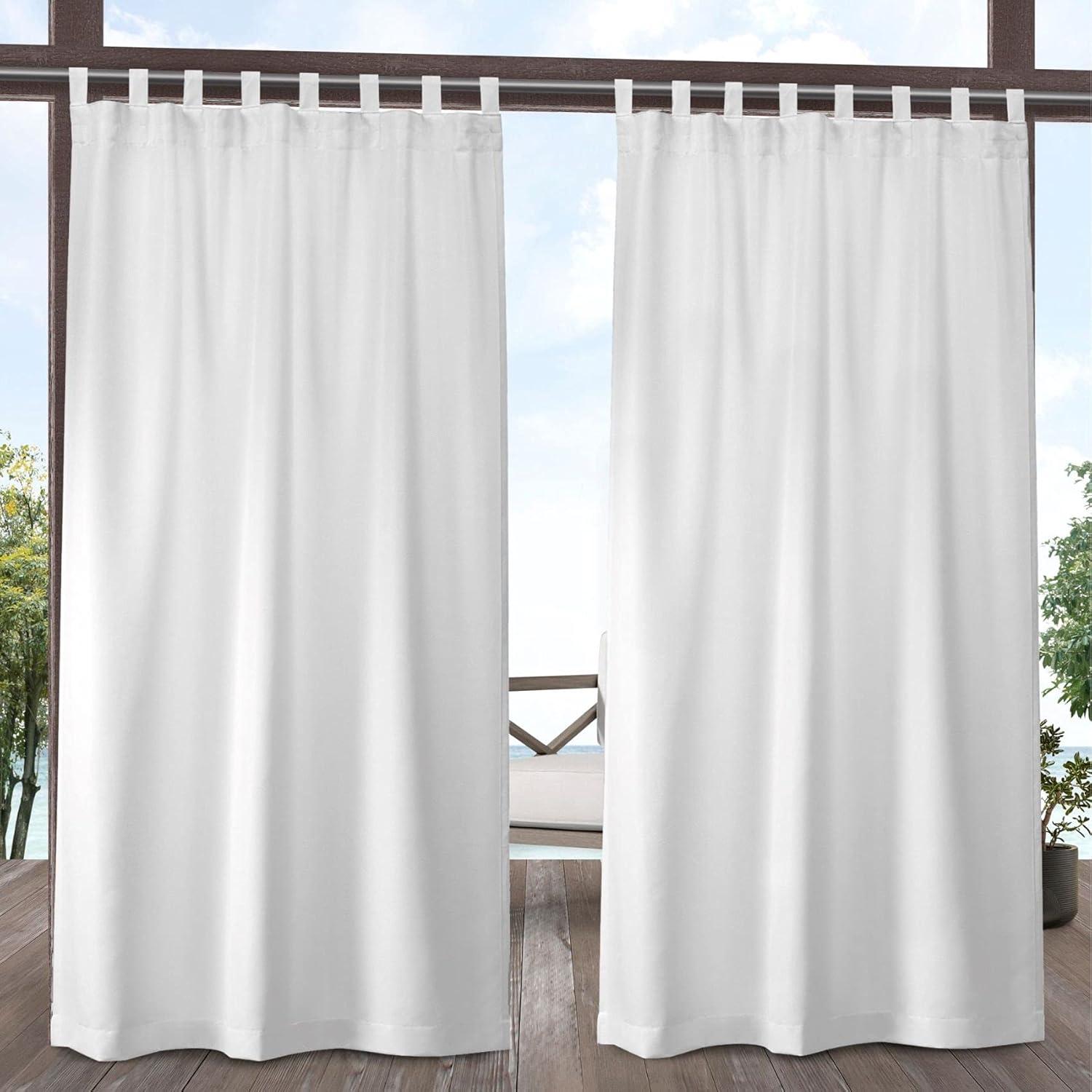 Set of 2 Indoor/Outdoor Solid Cabana Tab Top Window Curtain Panel - Exclusive Home