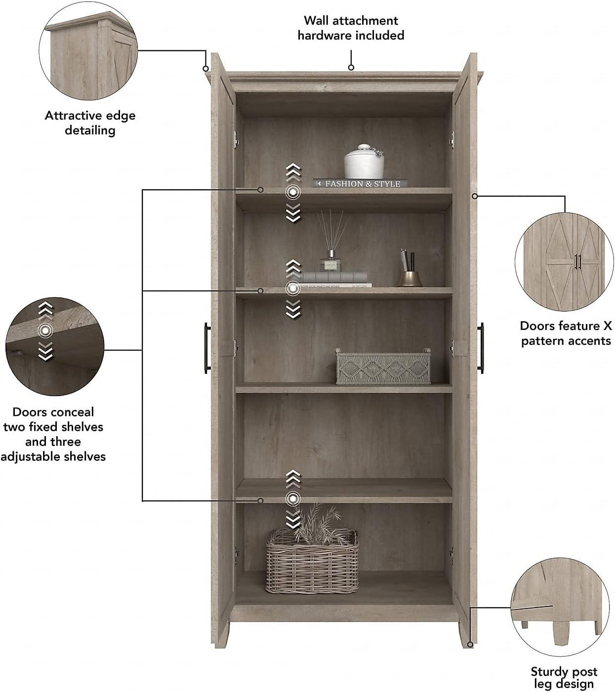 Key West Bathroom Storage Cabinet with Doors in Washed Gray - Engineered Wood