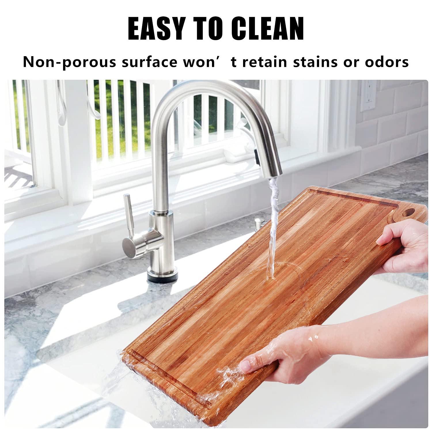 Large Acacia Wood Cutting Board for Kitchen - Better Chopping Board with Juice Groove & Handle Hole for Meat (Butcher Block) Vegetables and Cheese, 18 x 12 Inch