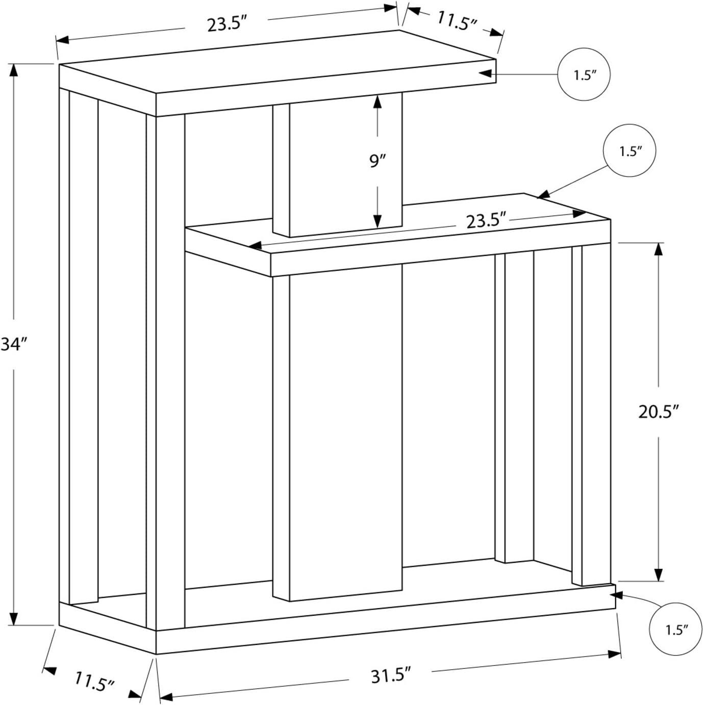 Contemporary Gray Wood 3-Tier Rectangular Console Table with Storage