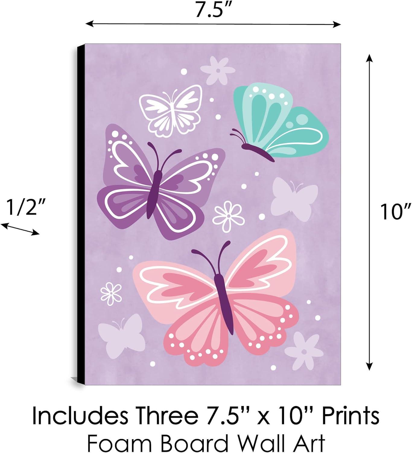 Big Dot of Happiness Beautiful Butterfly - Floral Nursery Wall Art and Kids Room Decor - 7.5 x 10 inches - Set of 3 Prints