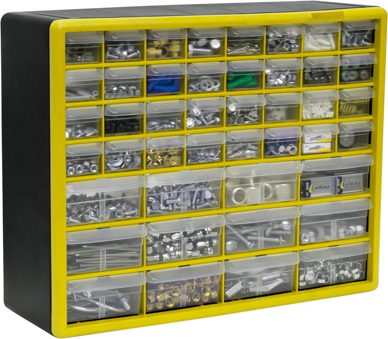 Akro-Mils 44 Drawer Plastic Cabinet Storage Organizer with Drawers for Hardware, Small Parts, Craft Supplies, Yellow