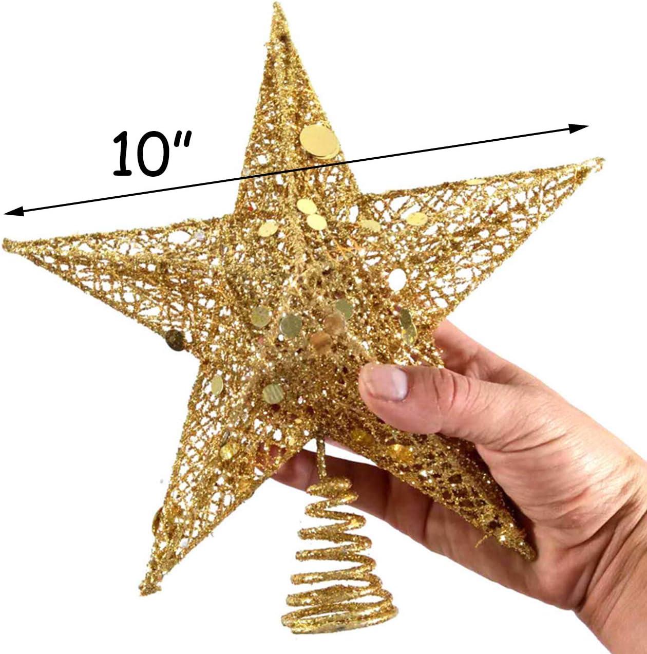 Christmas Star Tree Topper Christmas Decorative Holiday Treetop Shatterproof Star Ornament for Holiday Christmas Tree Decoration