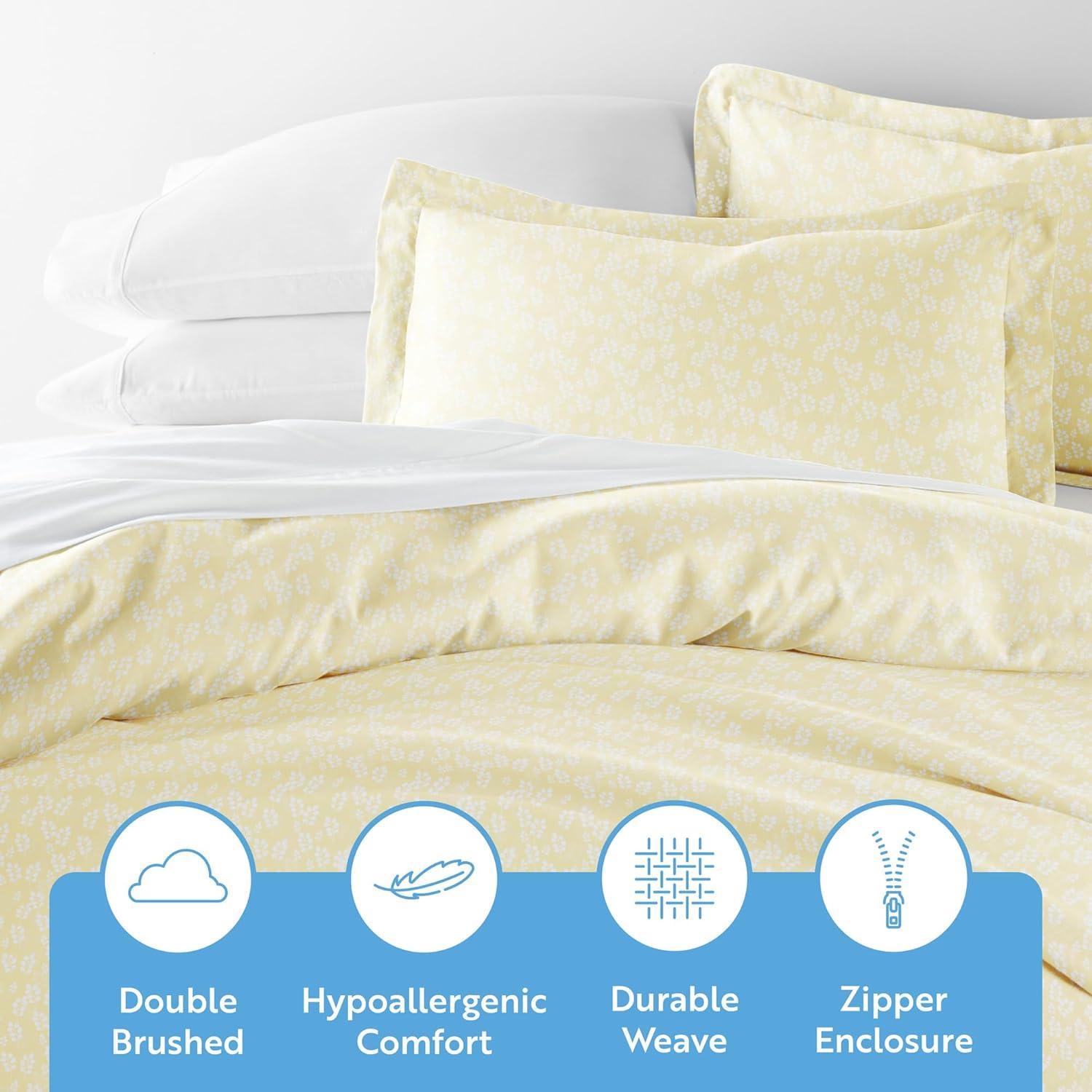 Ultra Soft & Breathable - Duvet Cover Set - Ivory Wheatfield Floral for Queen Size Bedding by Comfort Canopy