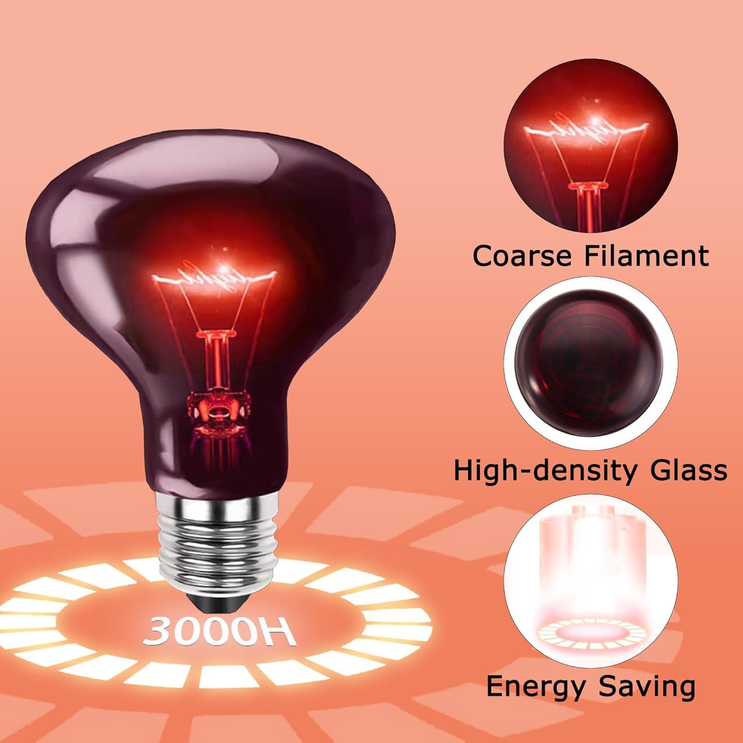 HARTOMPET 75W Infrared Basking Spot Light – Ideal for Reptiles & Amphibians, Red Heat Lamp - 2PCS