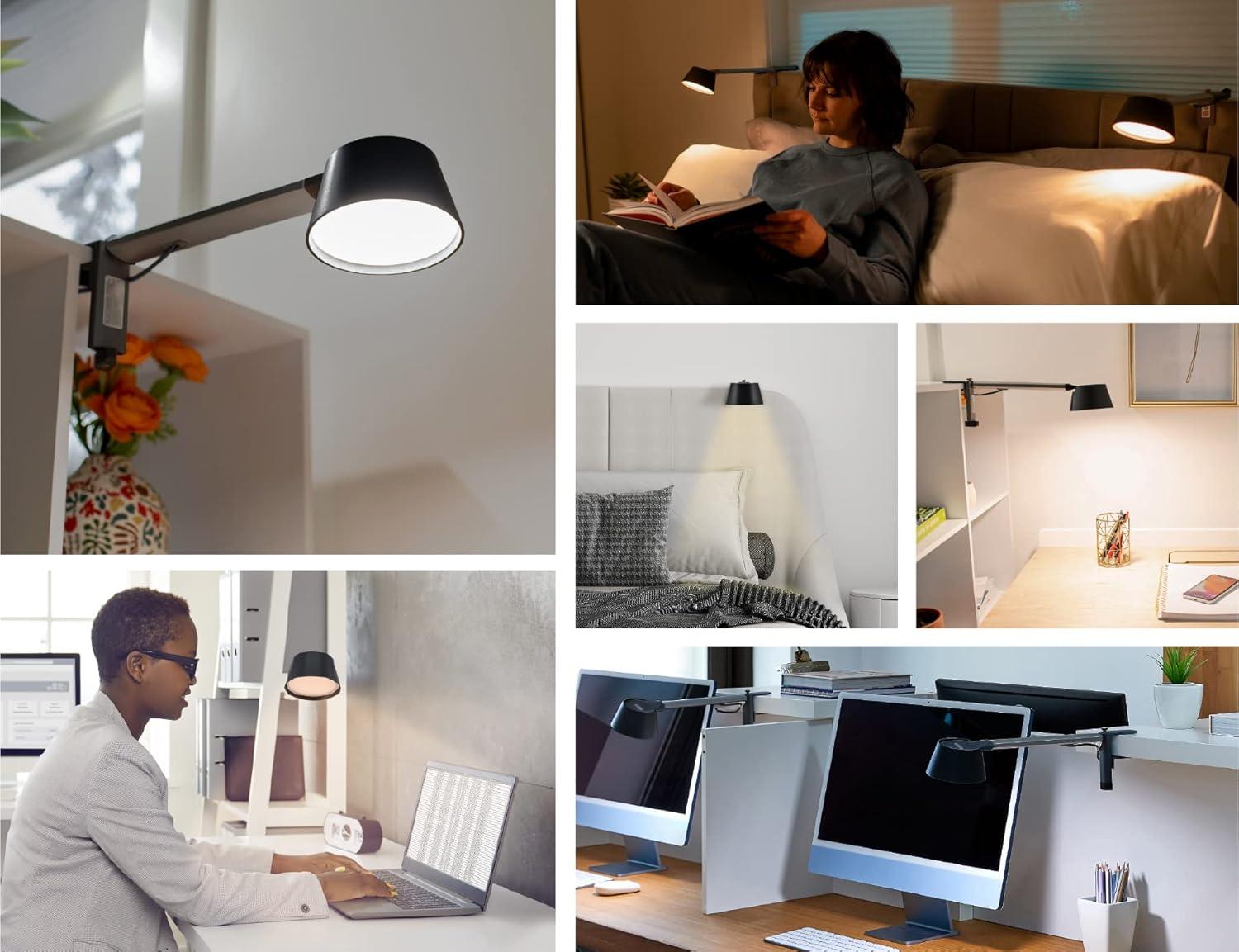 BLACK+DECKER Verve Designer LED Clamp Light, Fits Shelves, Cubicles & Headboards, True White LED + 16M RGB Colors