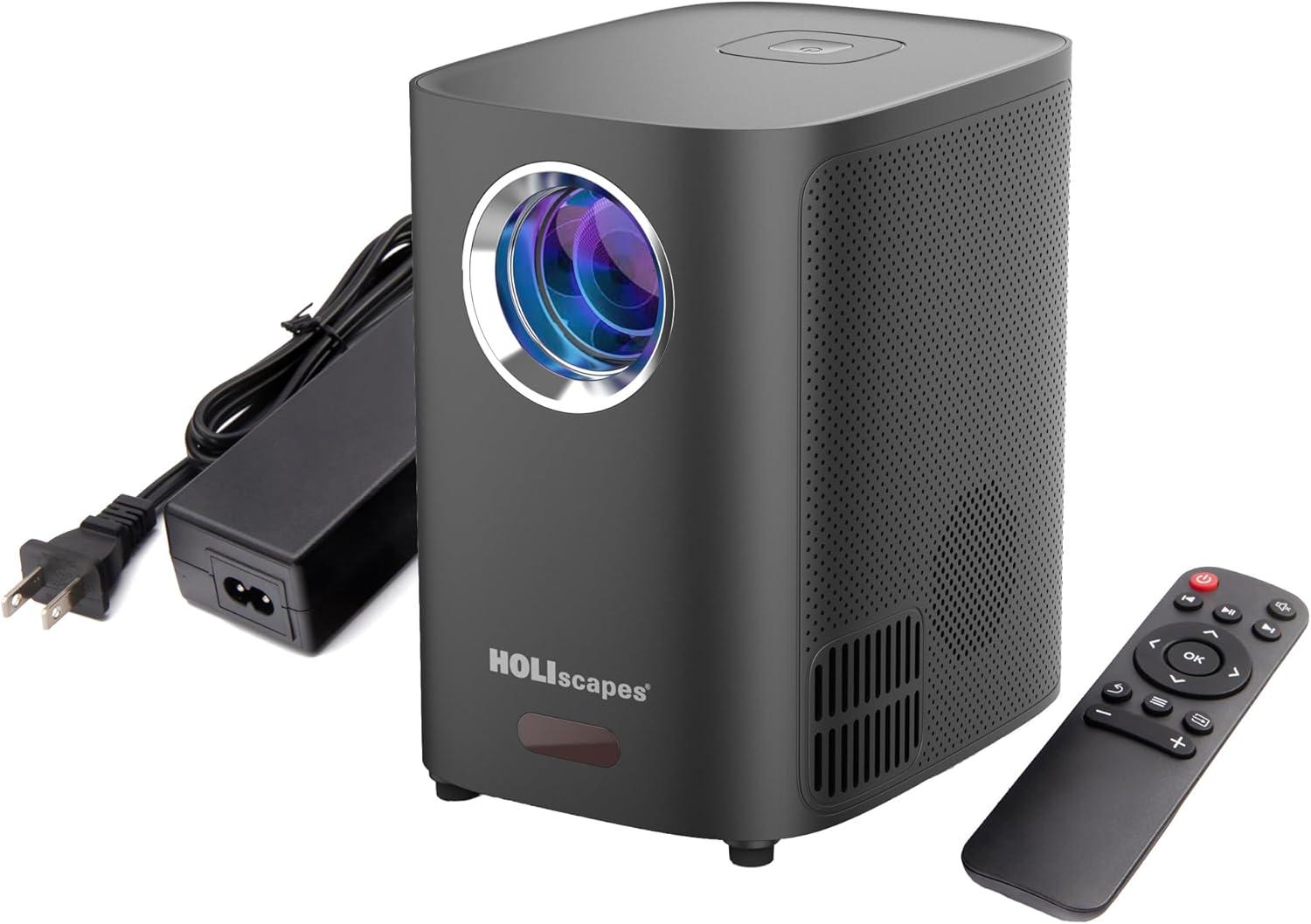 Halloween Digital Decoration Kit Includes 8 AtmosFX Video Effects for Halloween Plus HD Super Bright Projector and 48” x 72” Holographic Projection Screen