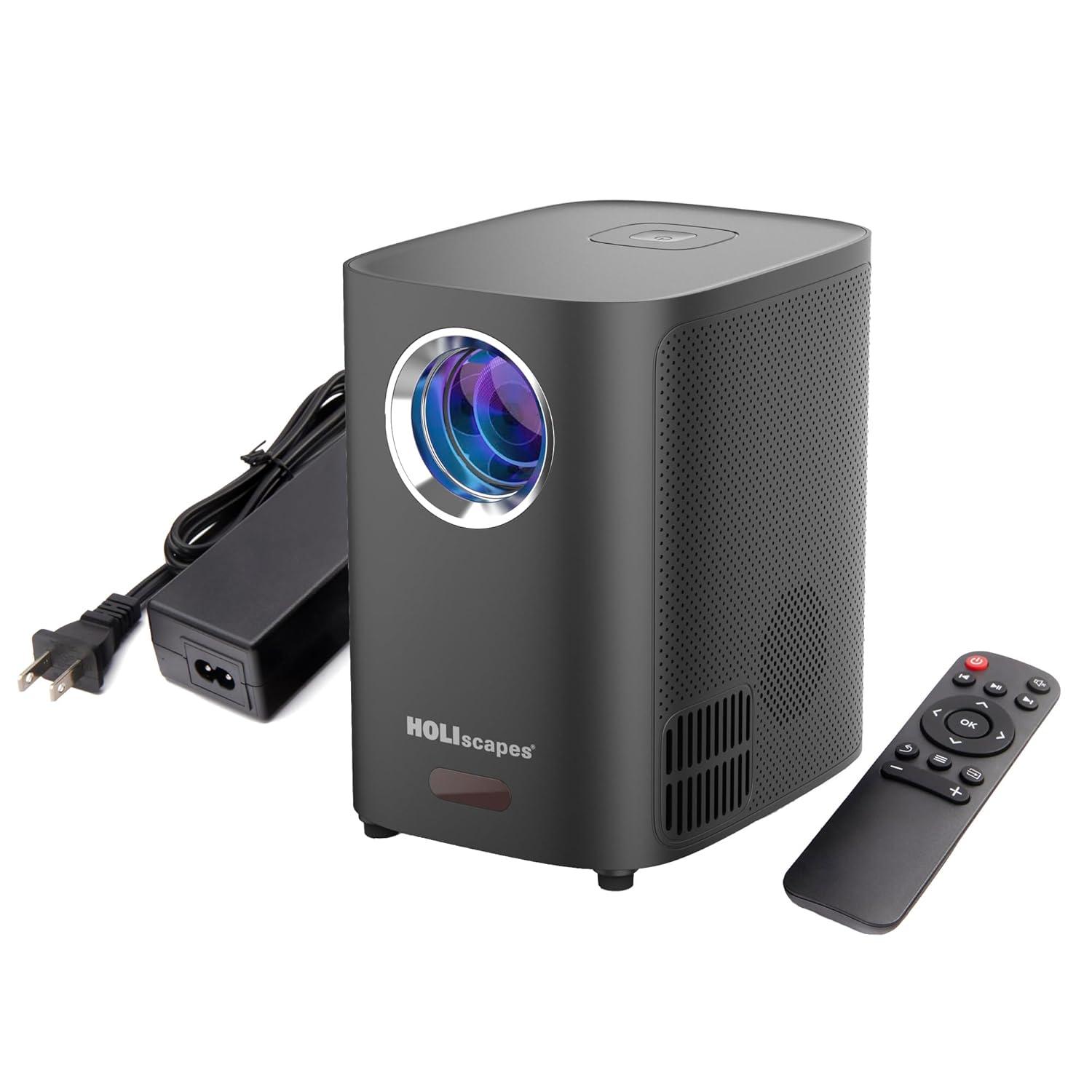 Spooky Halloween Digital Decoration Kit Includes 9 AtmosFX Video Effects for Halloween Plus HD Super Bright Projector and 48” x 72” Holographic Projection Screen