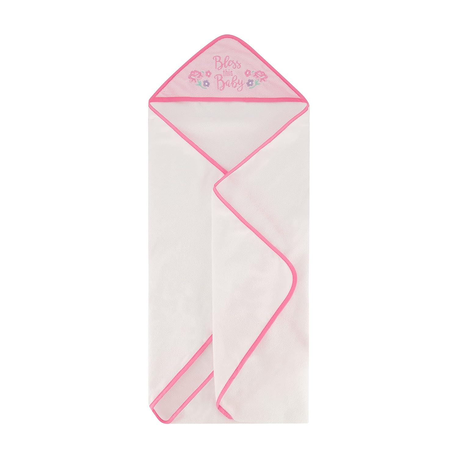 3 Pack Cudlie Baby Buttons & Stitches Hooded Bath Towels - Bless This Baby Print