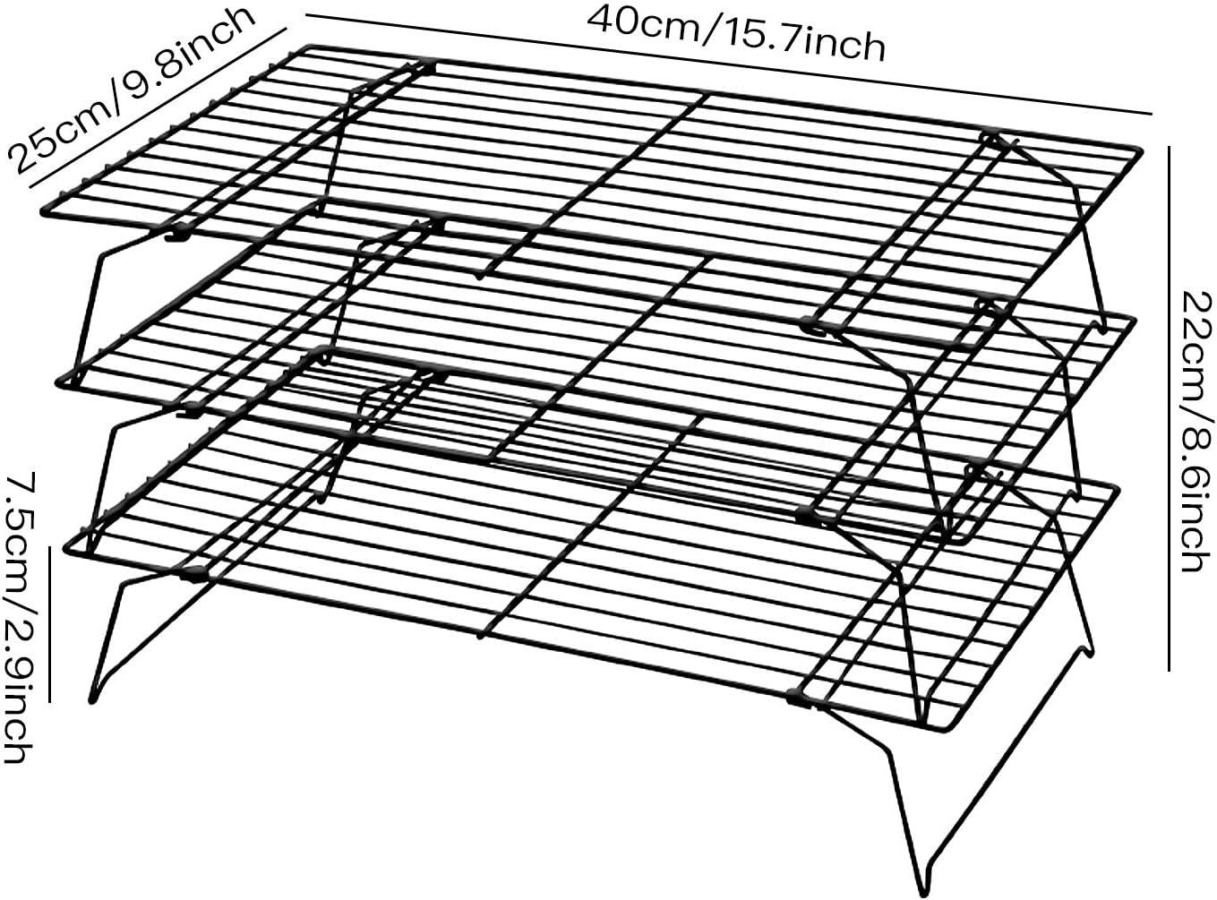 3-Tier Black Stainless Steel Stackable Cooling Rack