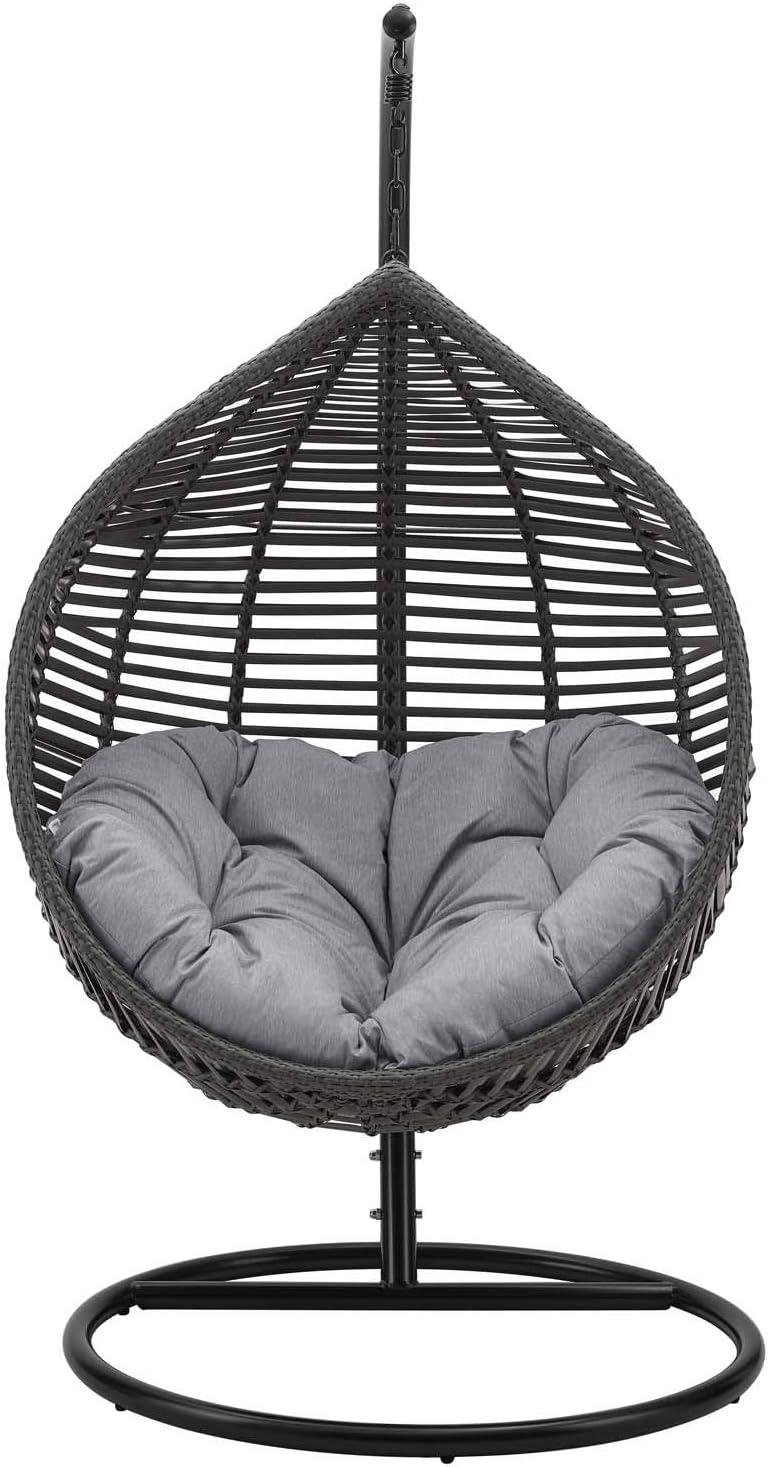 Modway Garner Teardrop Outdoor Patio Swing Chair in Gray White