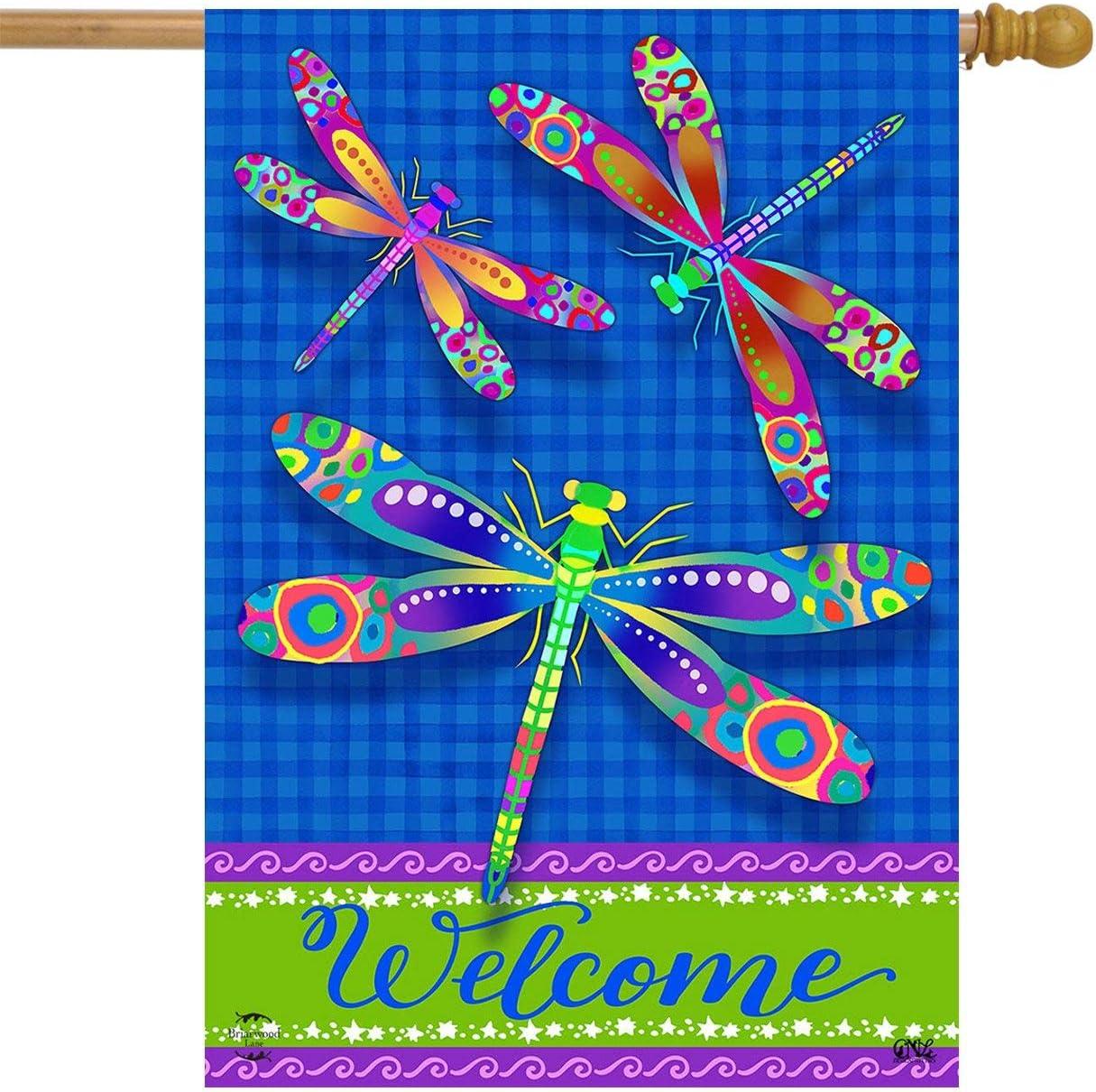 Briarwood Lane Colorful Dragonflies Summer House Flag Welcome Dragonfly 28" x 40"