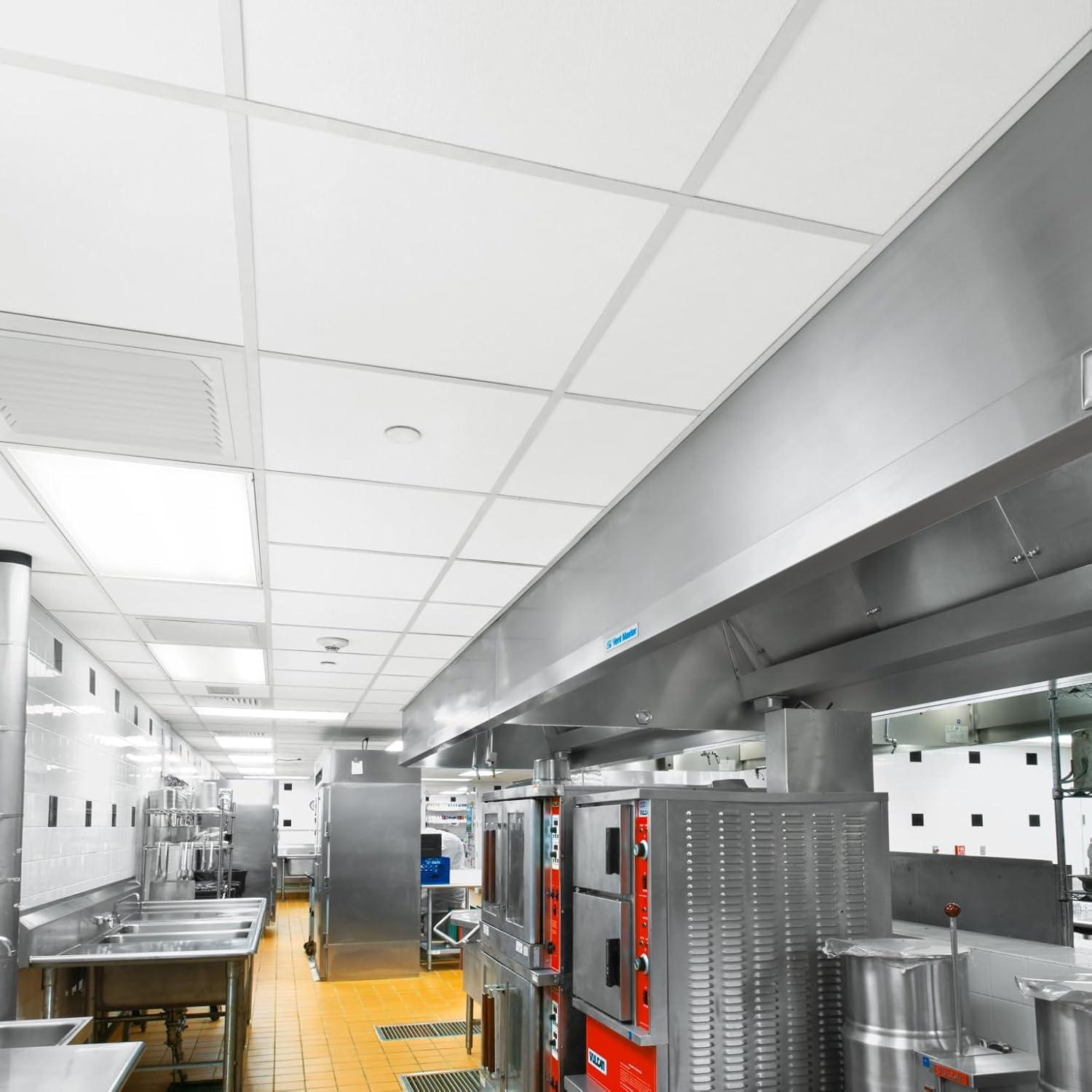 Armstrong 2x2 KITCHEN ZONE Acoustic Ceiling Tiles for Suspended Ceiling Grids, 16-tiles per pack, White