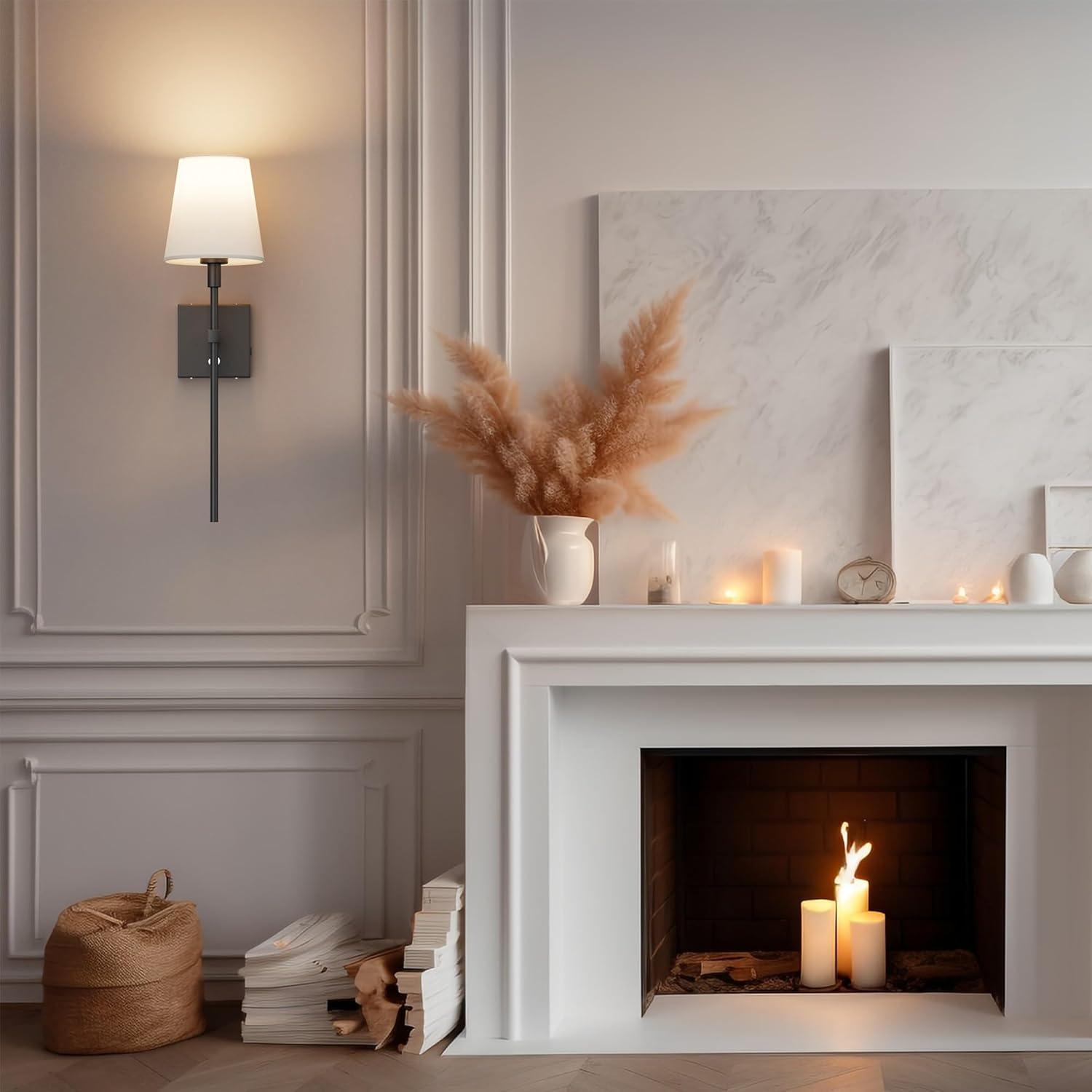 Battery Operated Black Wall Sconce Set Of 2,not Hardwired Fixture Wireless Wall Light ,dimmable Picture Sconces Cordless ,Easy To Install Battery Powered Lamp,for Bedroom, Lounge, Farmhouse Gallery