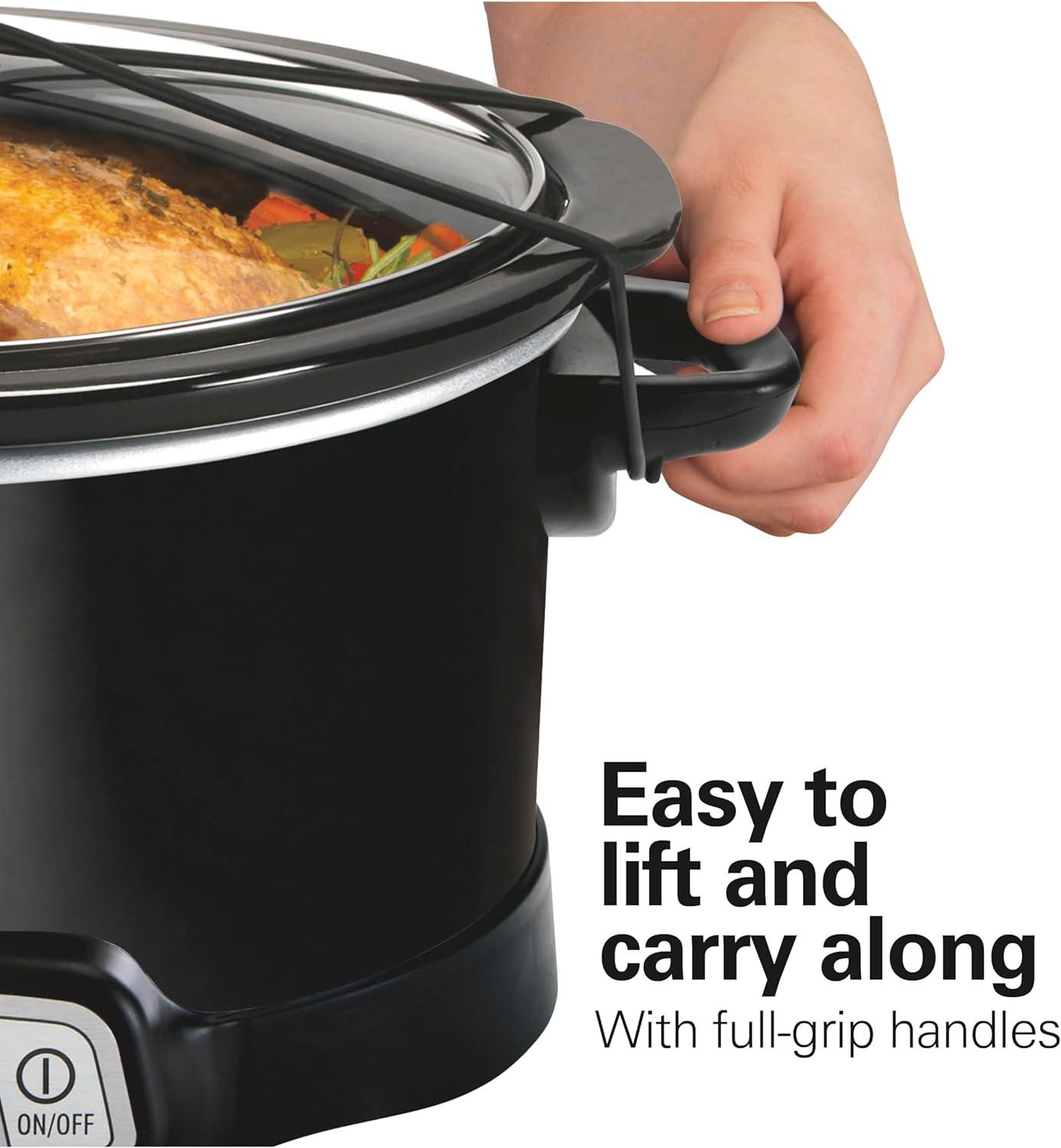 Black 7 Quart Programmable Slow Cooker with Lid Latch