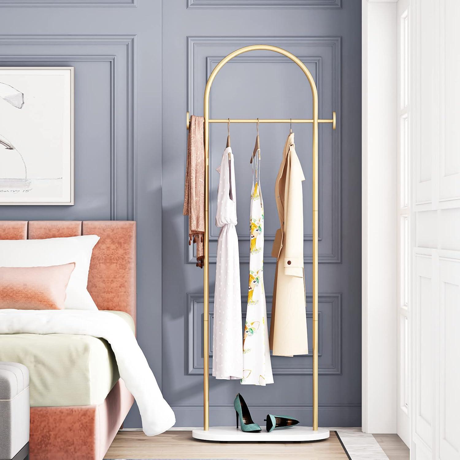 Clothing Rack, Clothes Rack with Shelf, Freestanding Coat Rack,Coat Hanger Stand with Hooks for Home