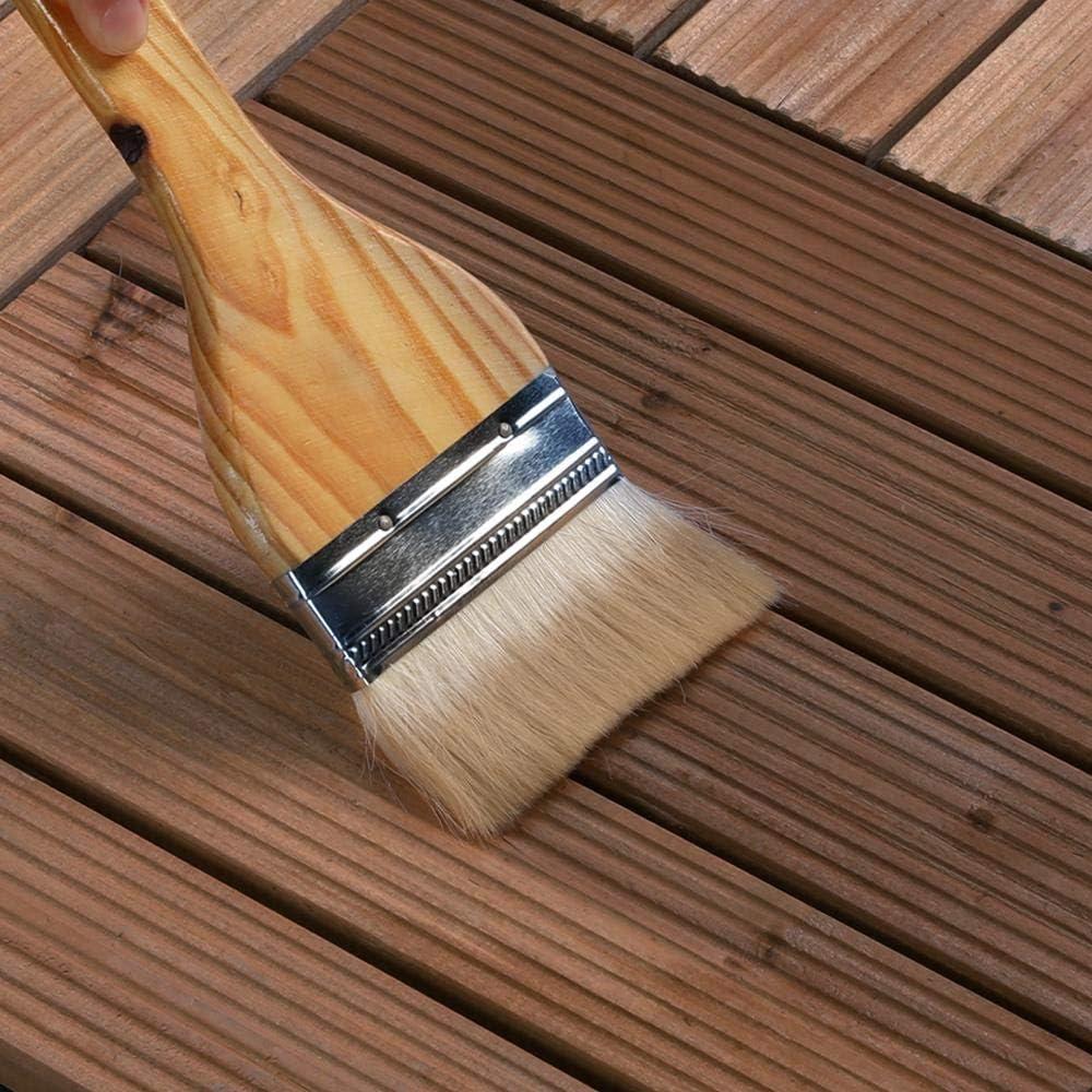 Yaheetech Pack of 27 Fir Wood Flooring Tiles Wood Plastic Interlocking Flooring Tiles Waterproof and Non-Slip, 12''x 12'', Brown