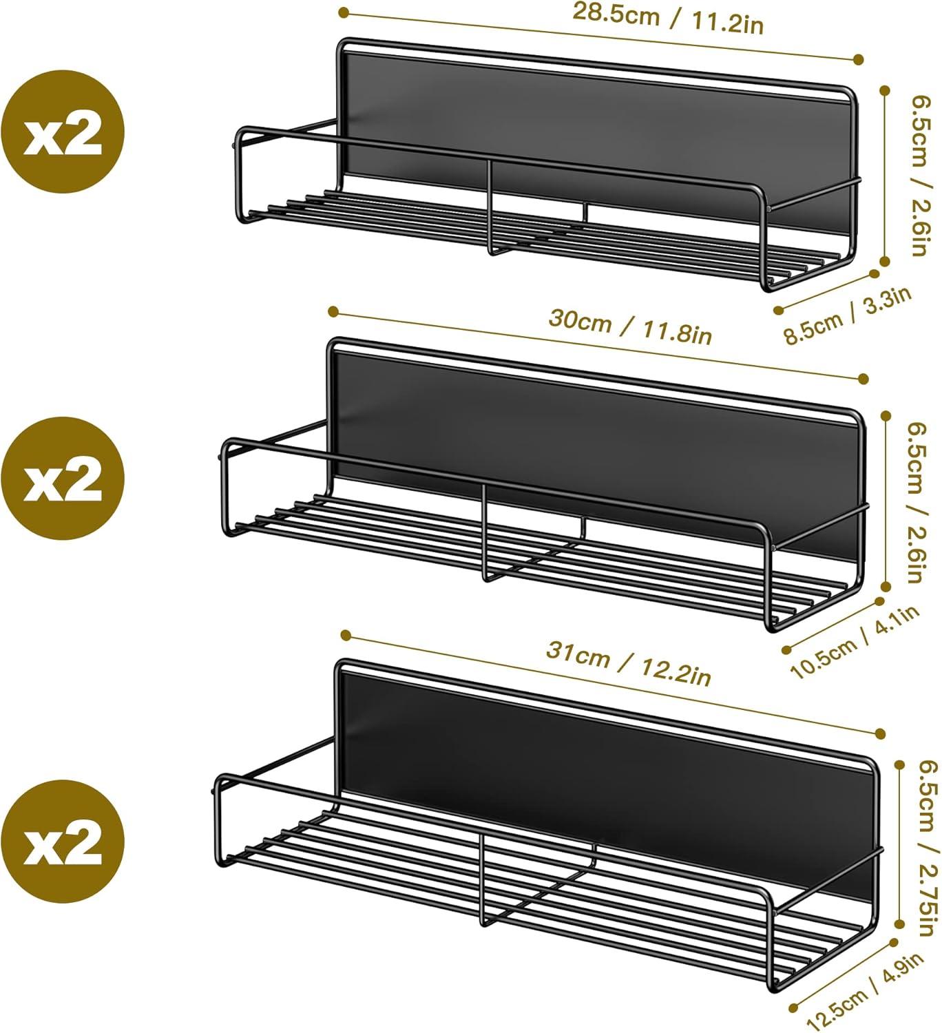 Black Magnetic Floating Spice Rack Set for Kitchen