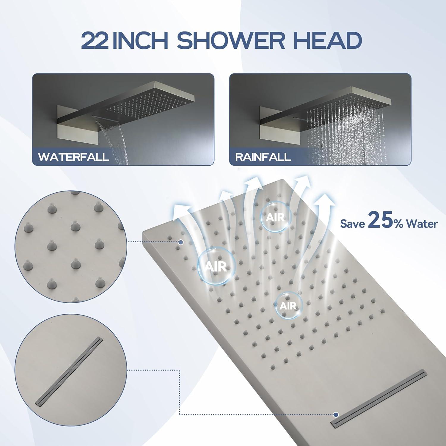 Cascade Bliss Luxury Complete Shower System with Rough-in Valve