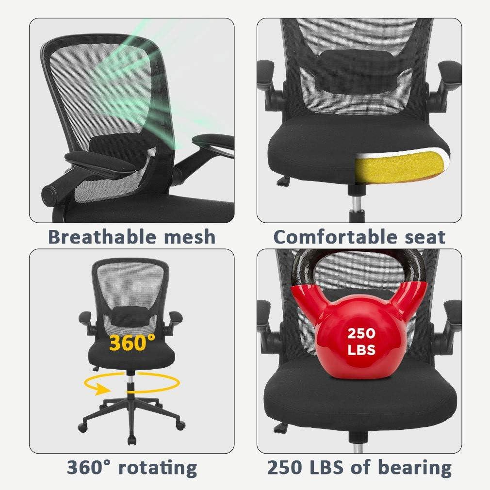 Black Mesh Ergonomic Swivel Office Chair with Adjustable Arms